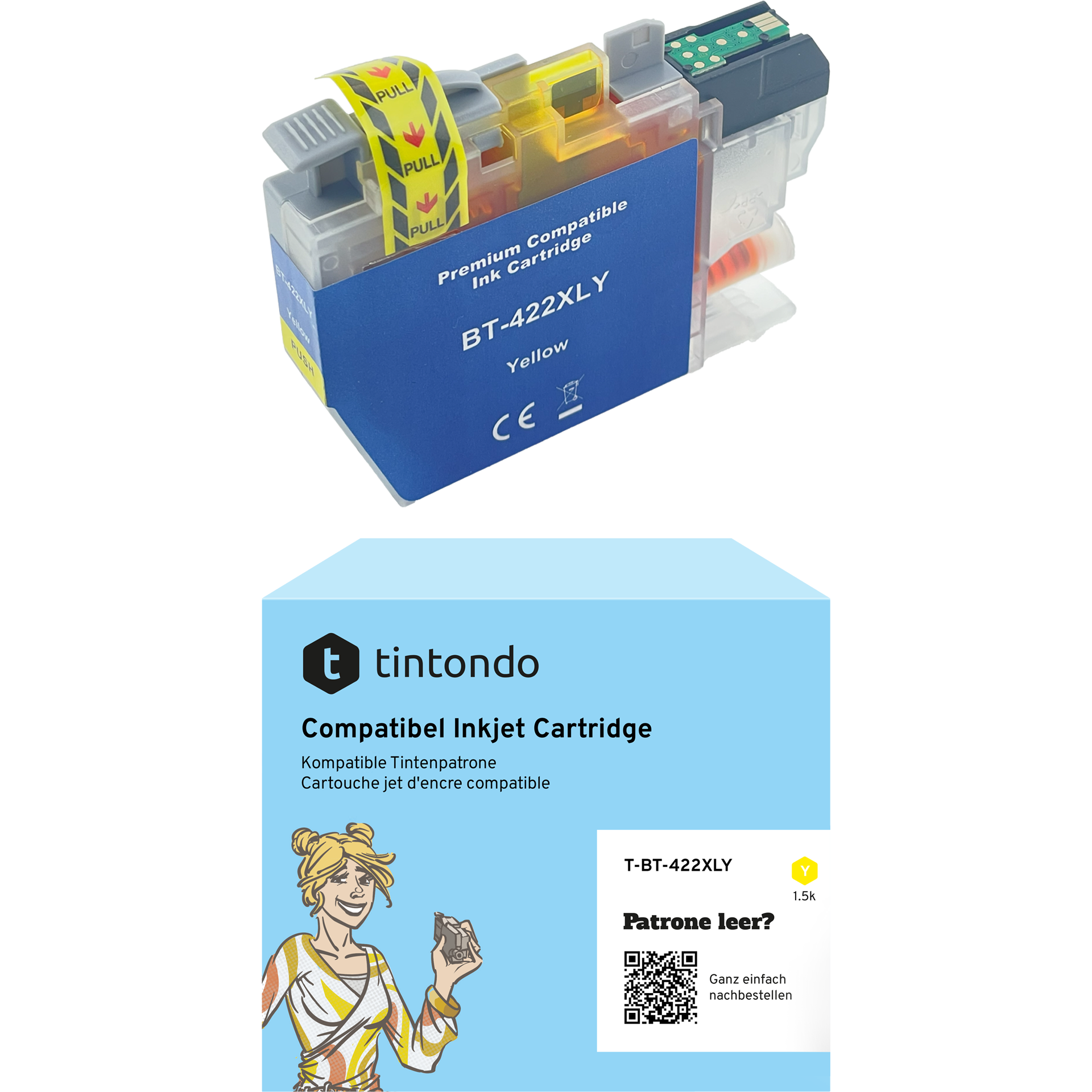 Tintenpatrone, kompatibel zu Brother LC-422XL Yellow ~ 1.500 Seiten – passend für Brother MFC-J6940DW, MFC-J6540DW, MFC-J5340DW