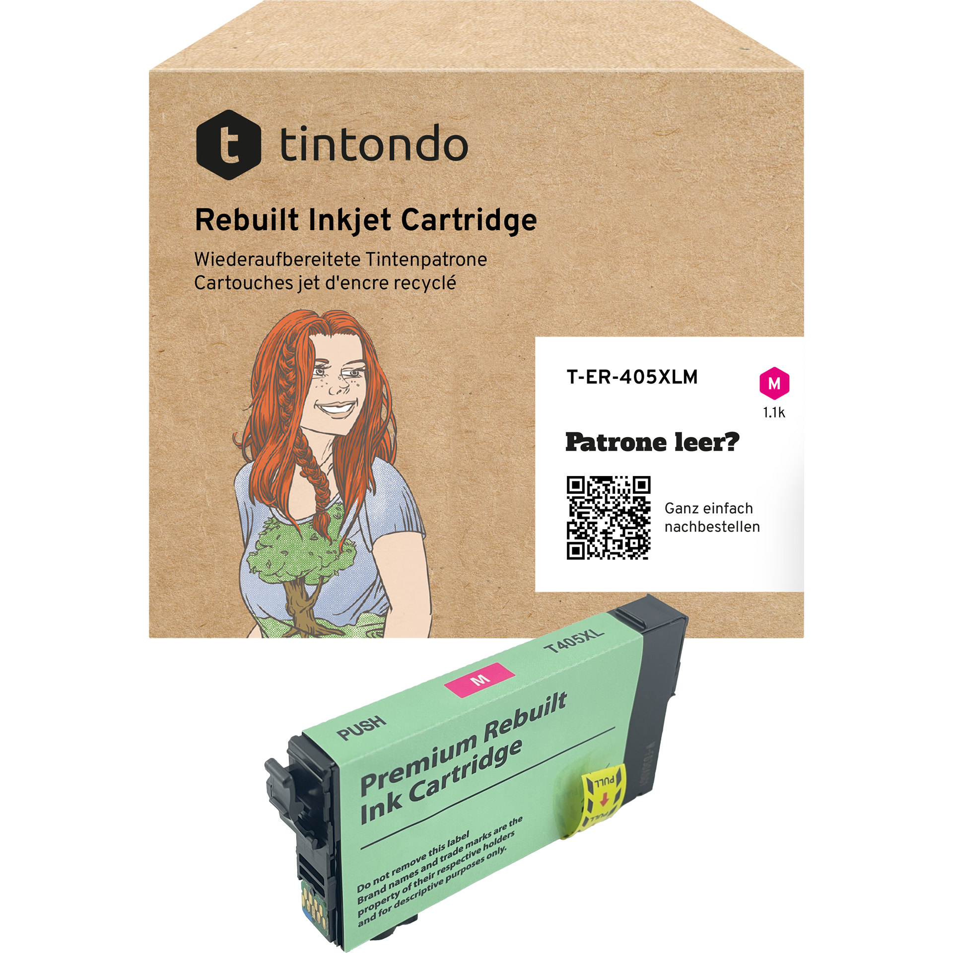 Recycelte Tintenpatrone Epson 405XL Magenta ~ 1.100 Seiten – passend für Epson WorkForce Pro WF-4820DWF, WF-3820DWF, WF-4830DTWF