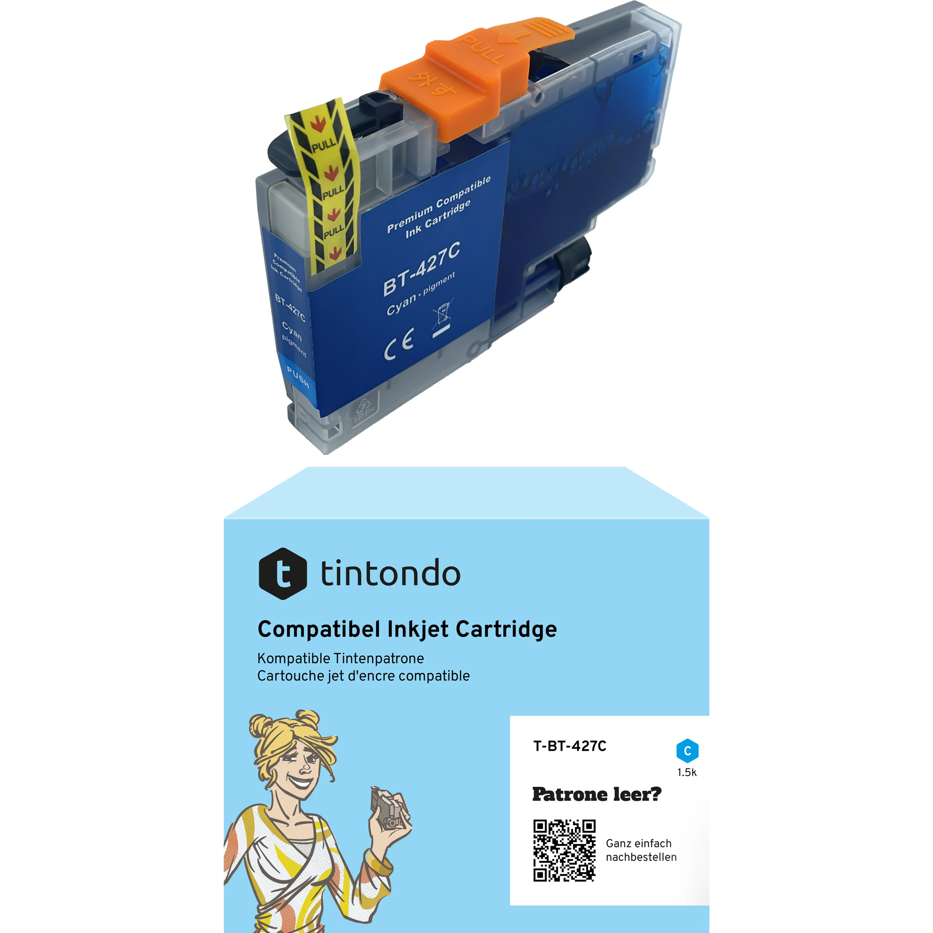 Tintenpatrone, kompatibel zu Brother LC-427 Cyan ~ 1.500 Seiten – passend für Brother HL-J6010DW, MFC-J5955DW, MFC-J6955DW