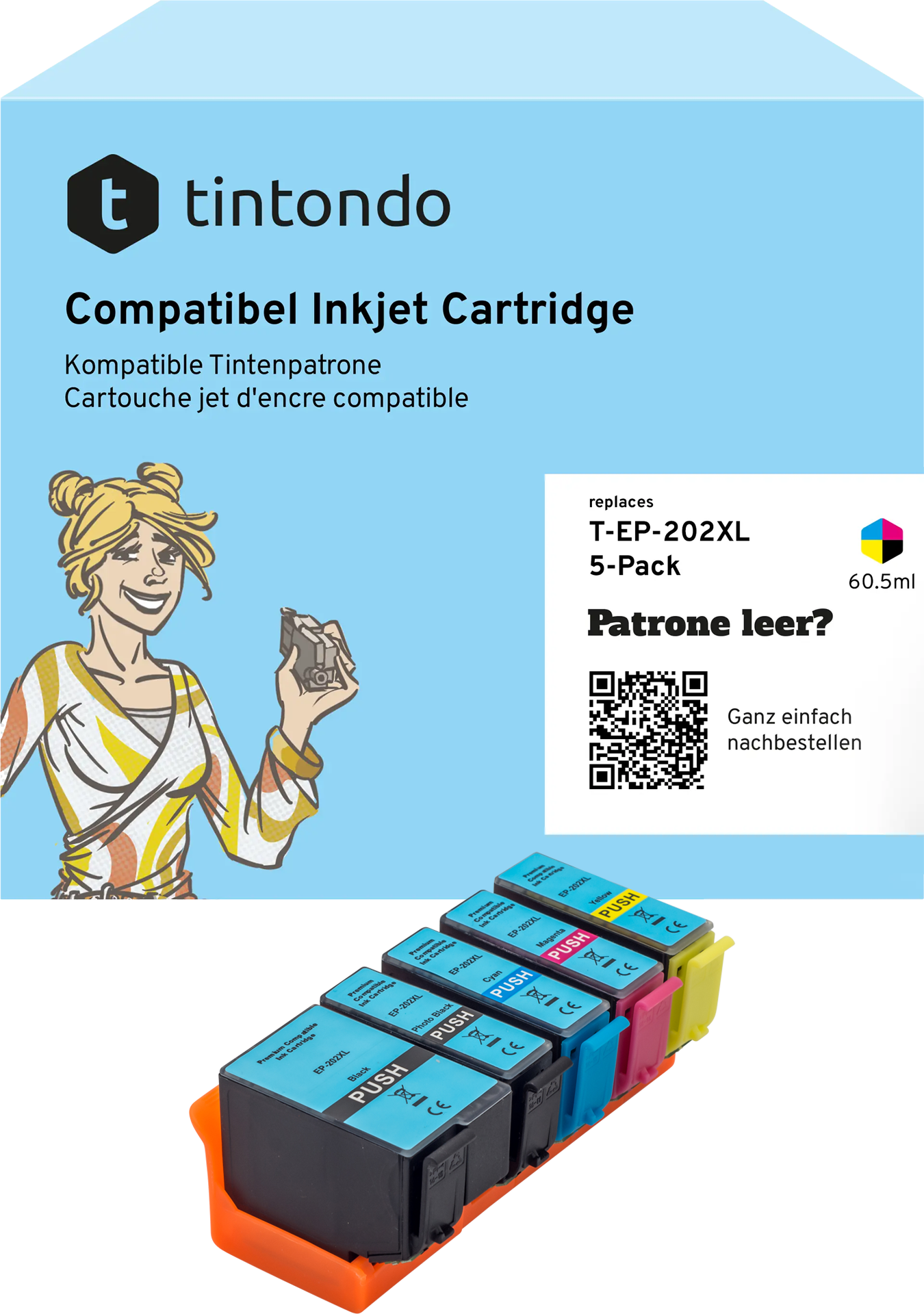 Tintenpatronen kompatibel zu Epson 202XL CMYK+1PBK Multipack – passend für Epson Expression Premium XP-6000, XP-6100, XP-6105