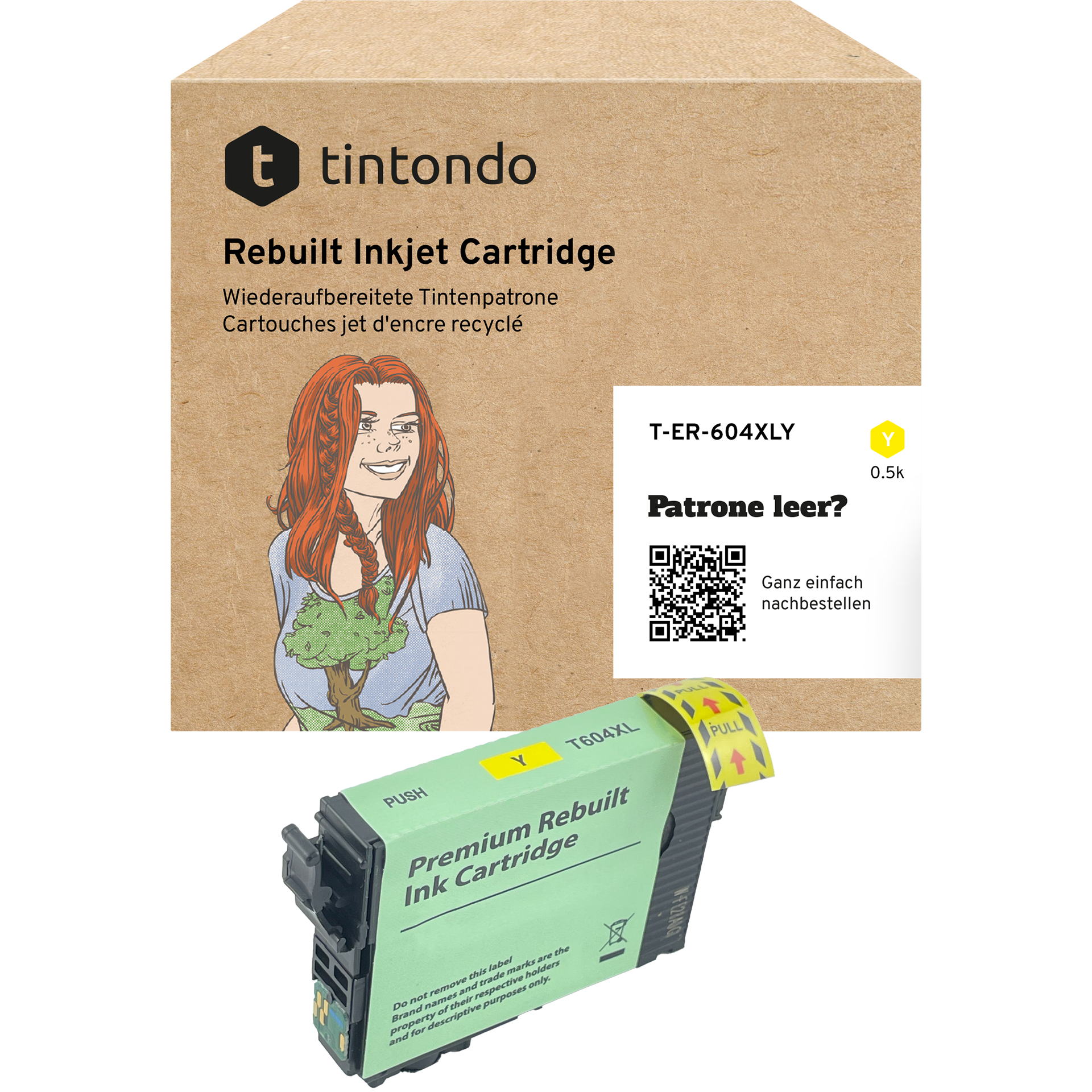 Recycelte Tintenpatrone Epson 604XL Yellow ~ 500 Seiten – passend für Epson Expression Home XP-4200, WorkForce WF-2930DWF, XP-3200