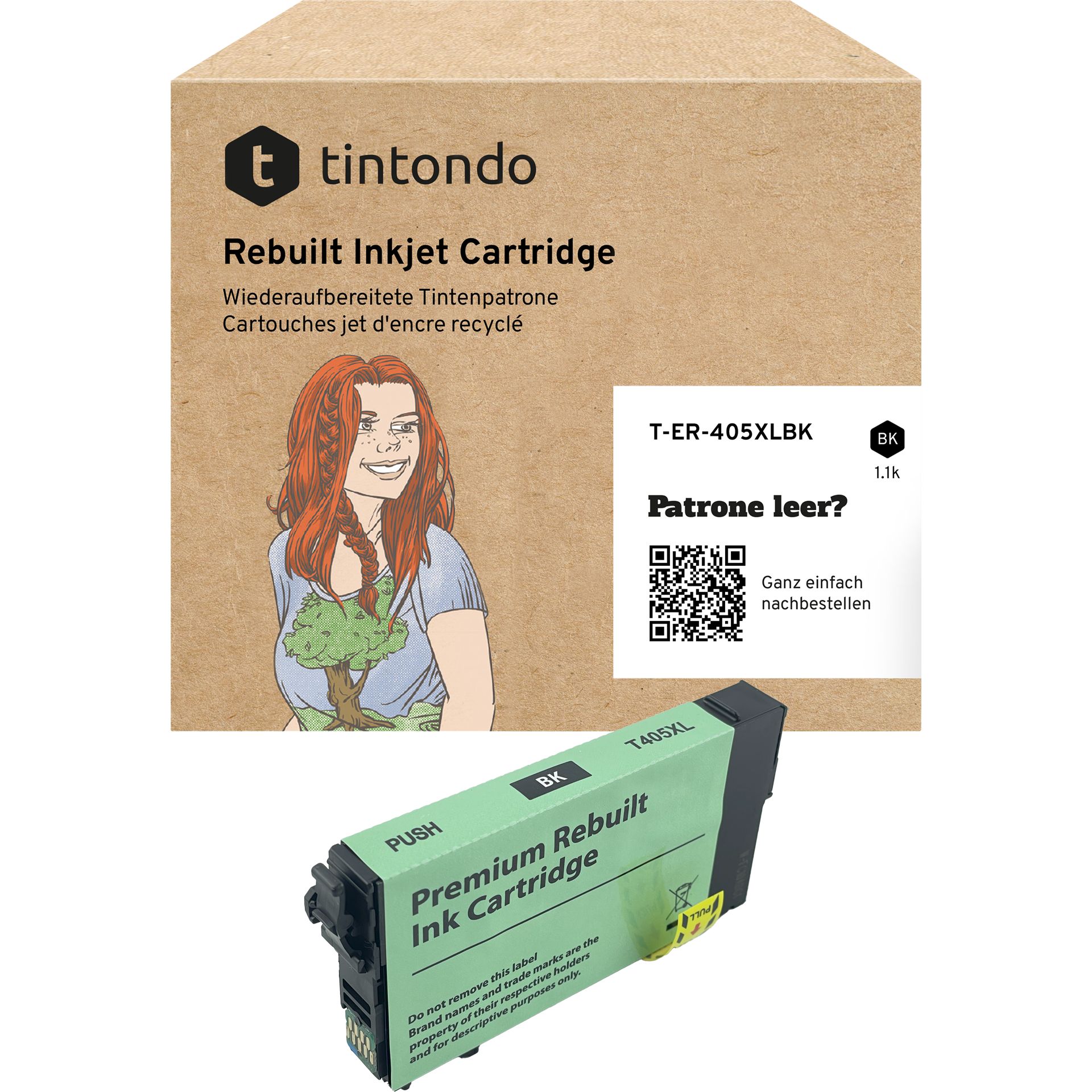 Recycelte Tintenpatrone Epson 405XL Black ~ 1.100 Seiten – passend für Epson WorkForce Pro WF-4820DWF, WF-3820DWF, WF-4830DTWF