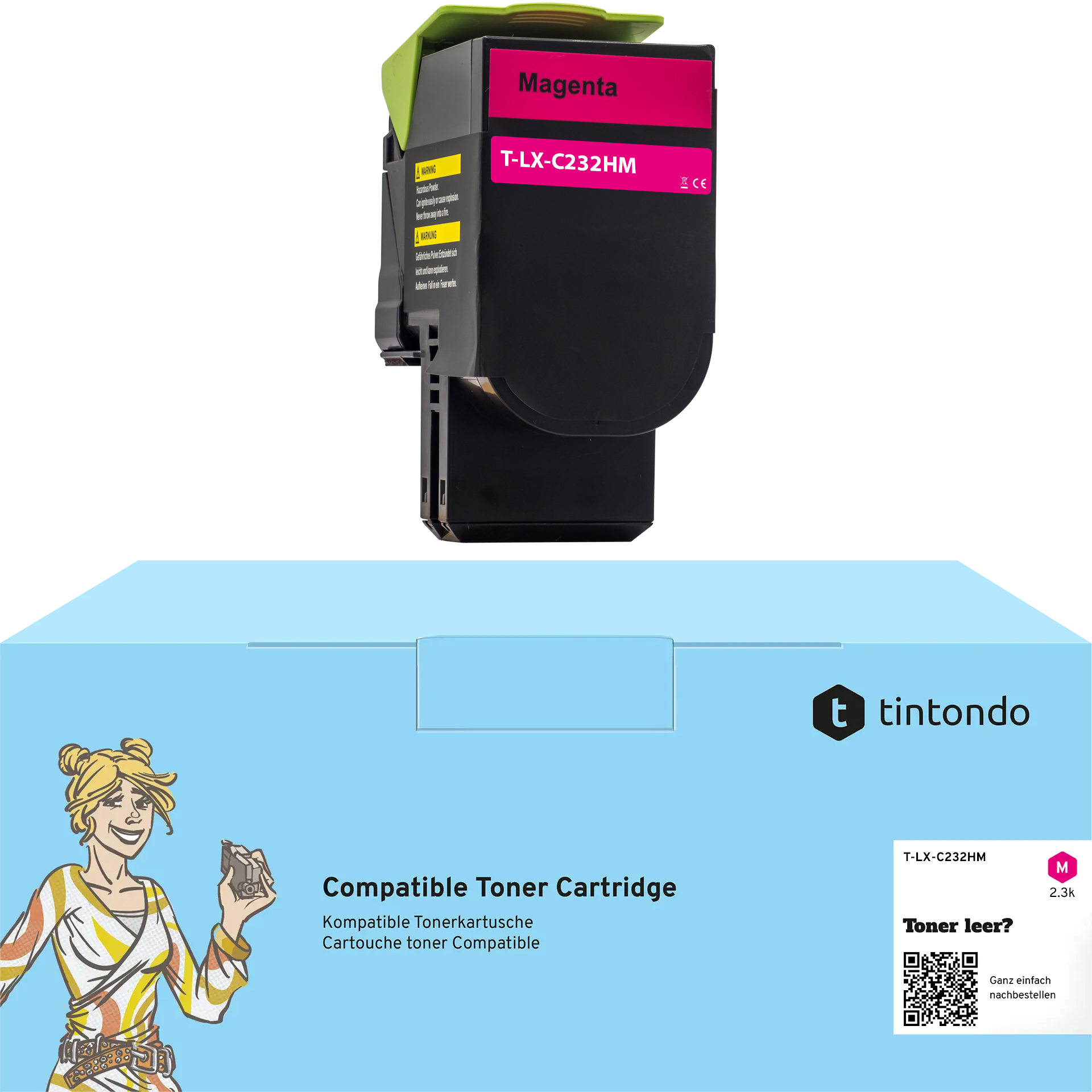 Toner kompatibel für Lexmark C2325dw C2425dw MC2425adw C232HM0 Magenta