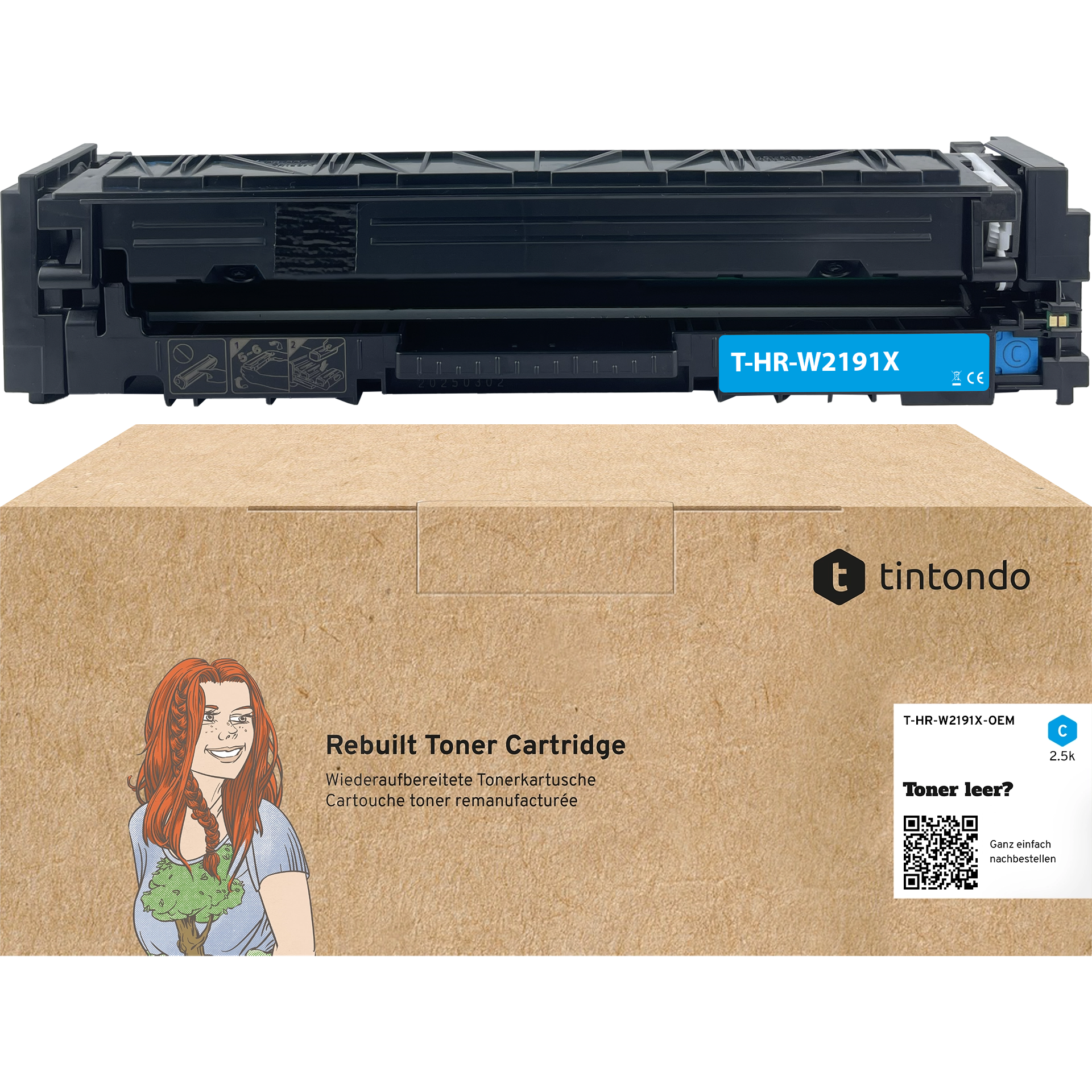 Toner, kompatibel zu HP W2191X 219X Cyan ~ 2.500 Seiten
