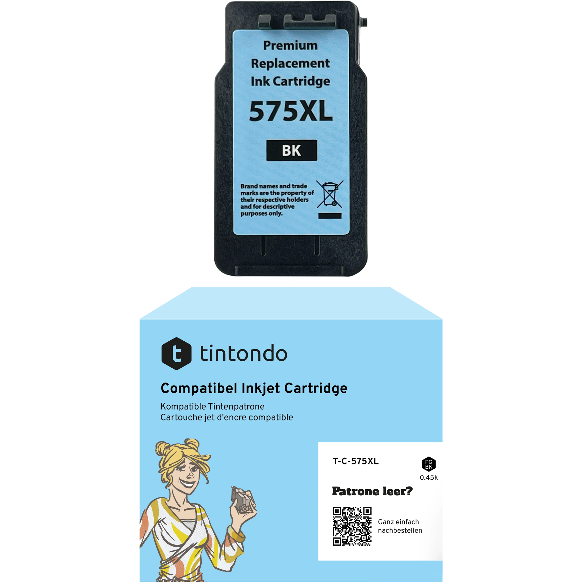 Druckkopfpatrone, kompatibel zu Canon PG-575XL Black ~ 450 Seiten – geeignet für Canon PIXMA TS3551i, TS3550i, TS3550