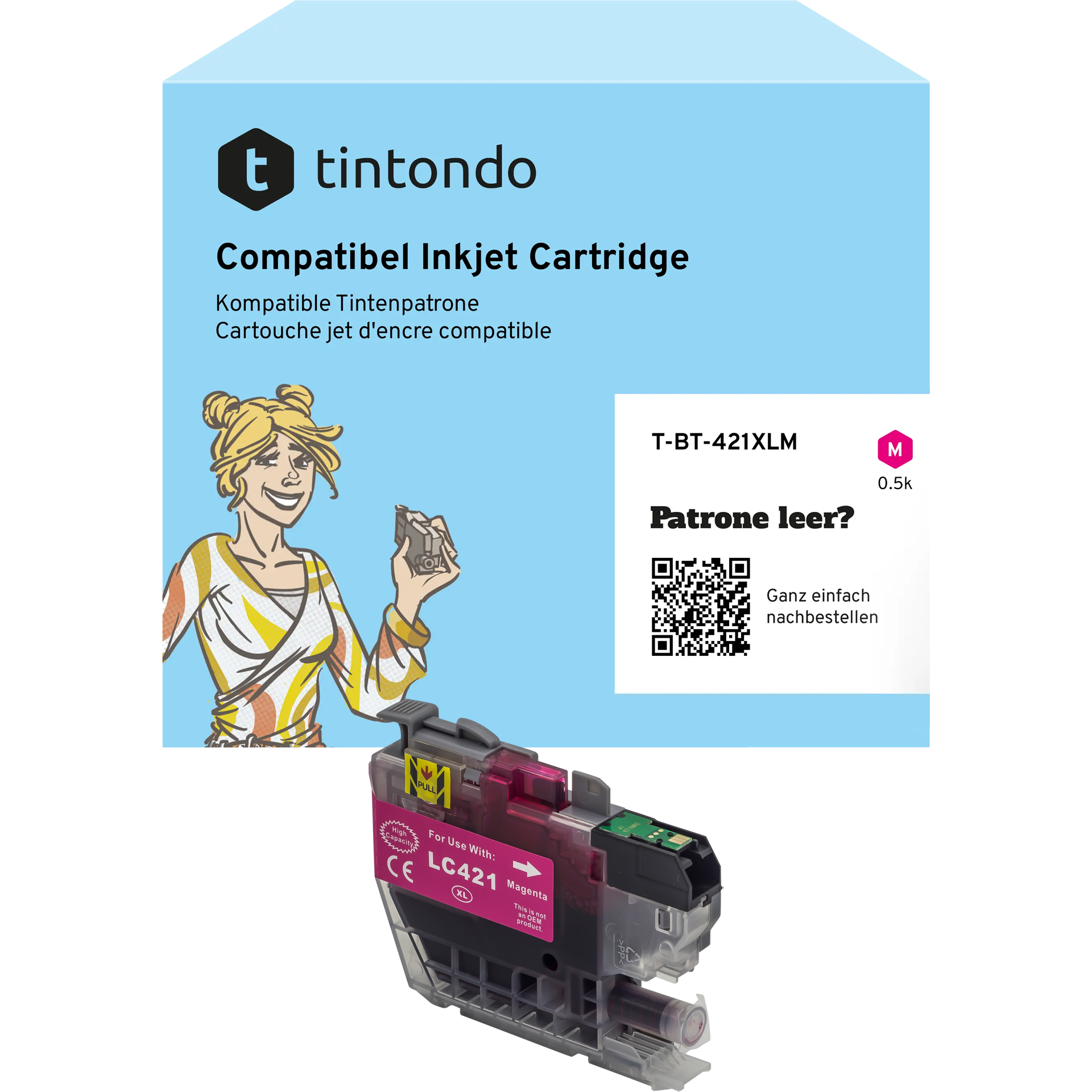 Tintenpatrone, kompatibel zu Brother LC-421XL Magenta ~ 500 Seiten