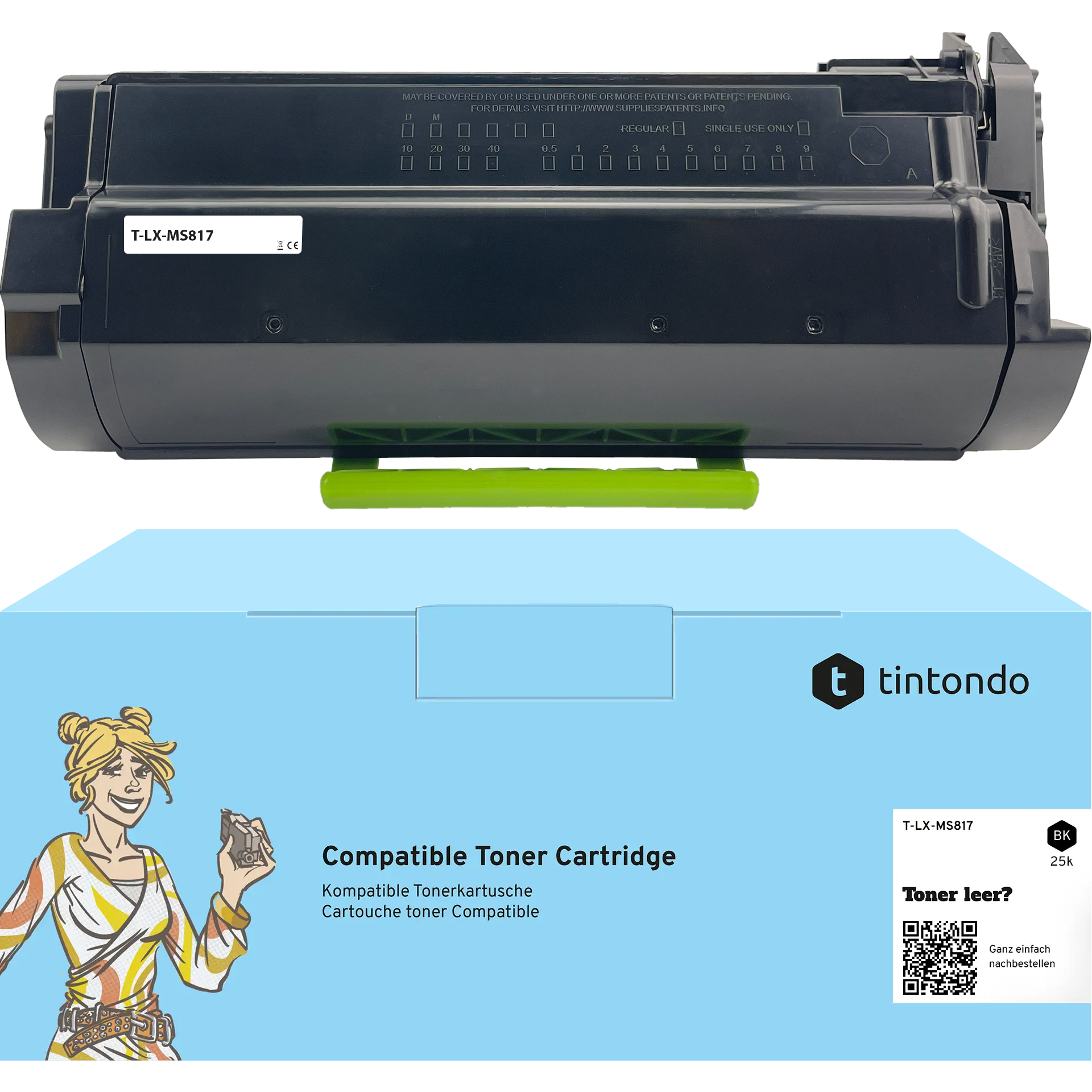 Toner kompatibel für Lexmark MS817dn MS818dn 53B2H00 Schwarz