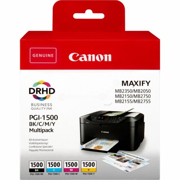 Original Tintenpatronen Canon PGI-1500 Viererpack CMYK
