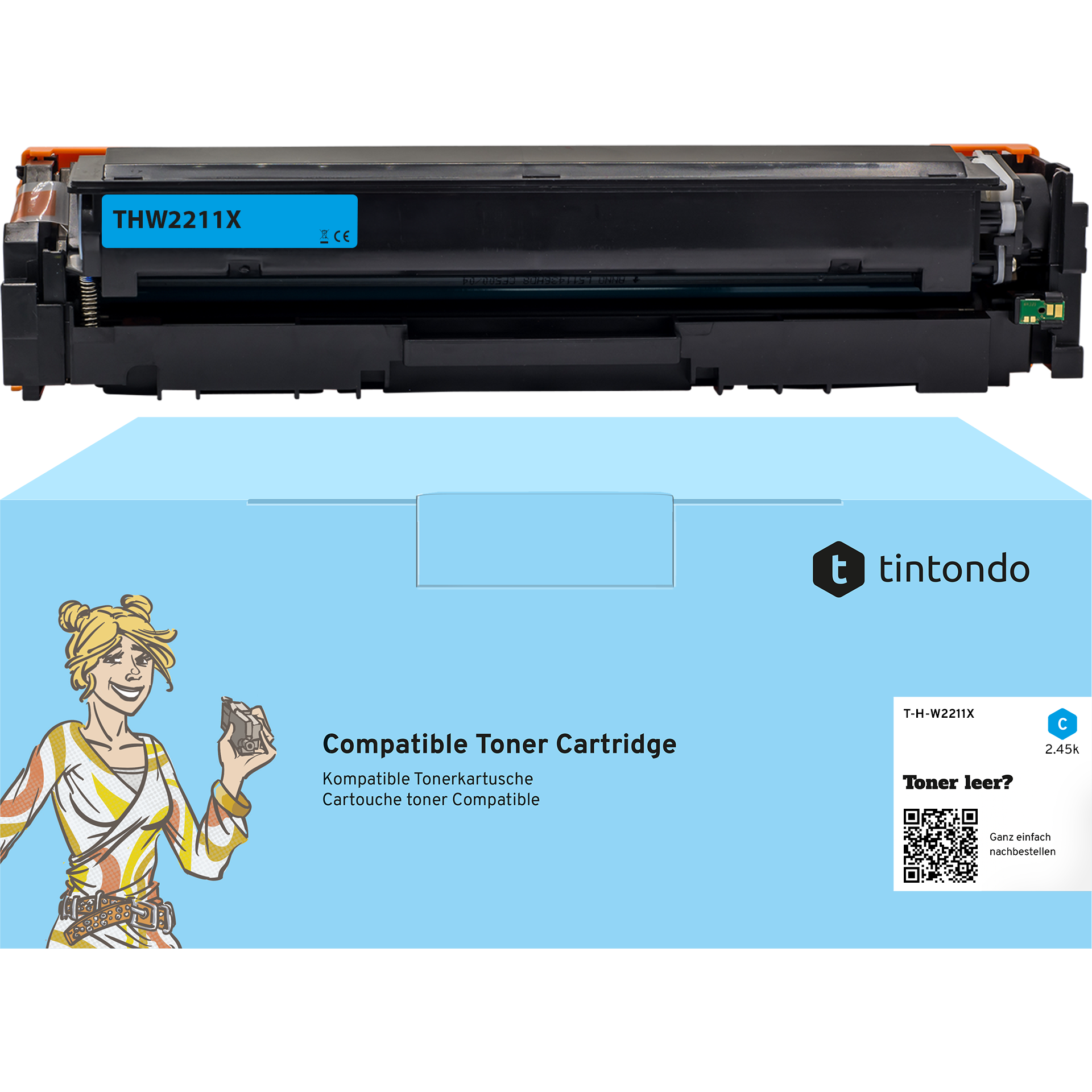 Kompatibler Toner für HP Color LaserJet Pro MFP M283fdw W2211X 207X Cyan