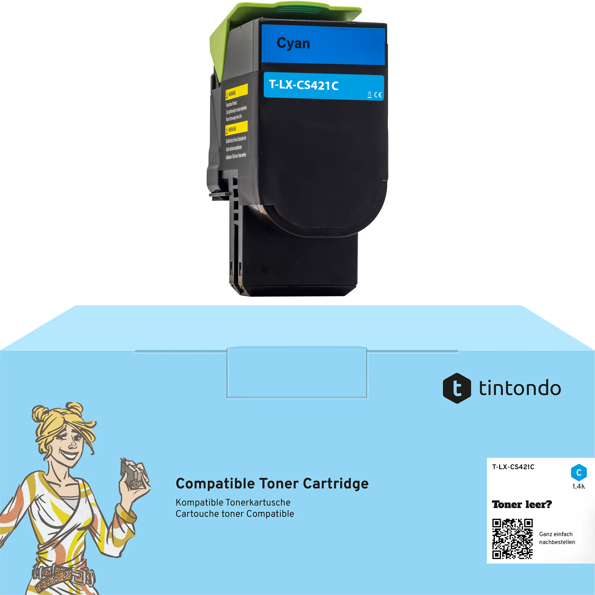 Toner kompatibel für Lexmark CS421dn CX421adn CX521ade 78C20C0 782C Cyan