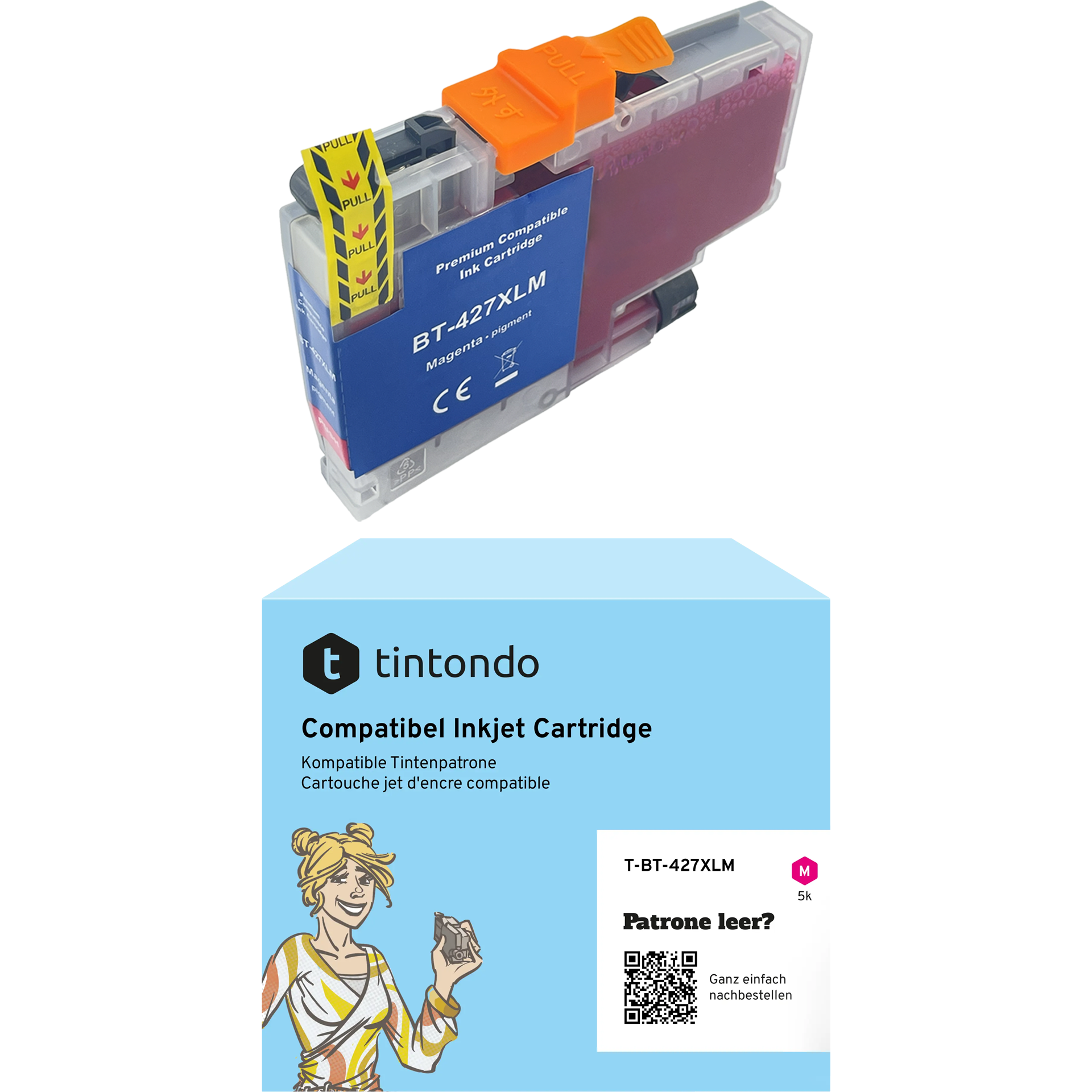 Tintenpatrone, kompatibel zu Brother LC-427XL Magenta ~ 5.000 Seiten – passend für Brother HL-J6010DW, MFC-J5955DW, MFC-J6955DW