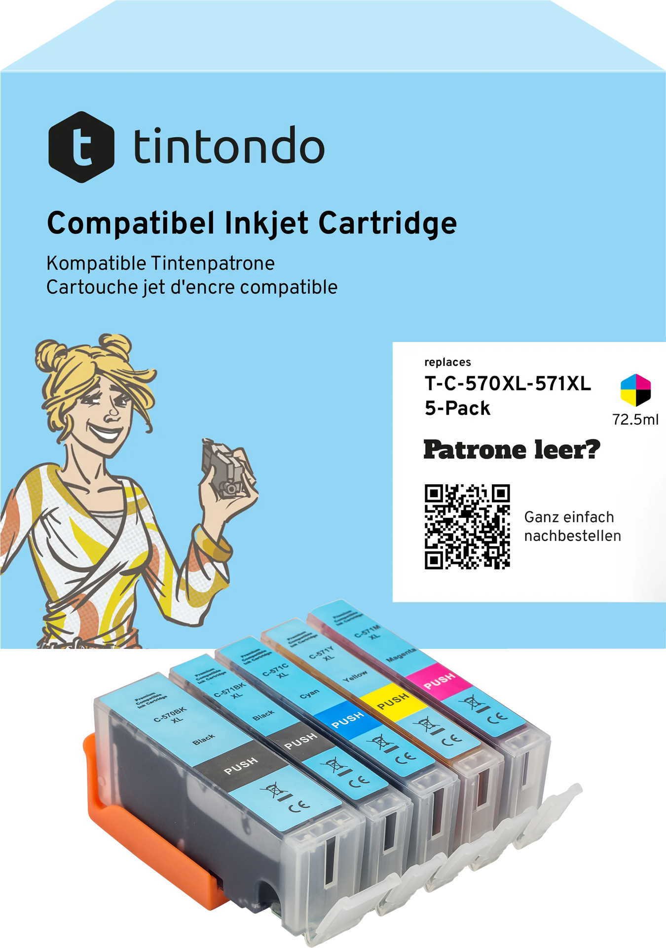 Tintenpatronen, kompatibel zu Canon PGI-570XL/CLI-571XL CMYK+1BK Multipack