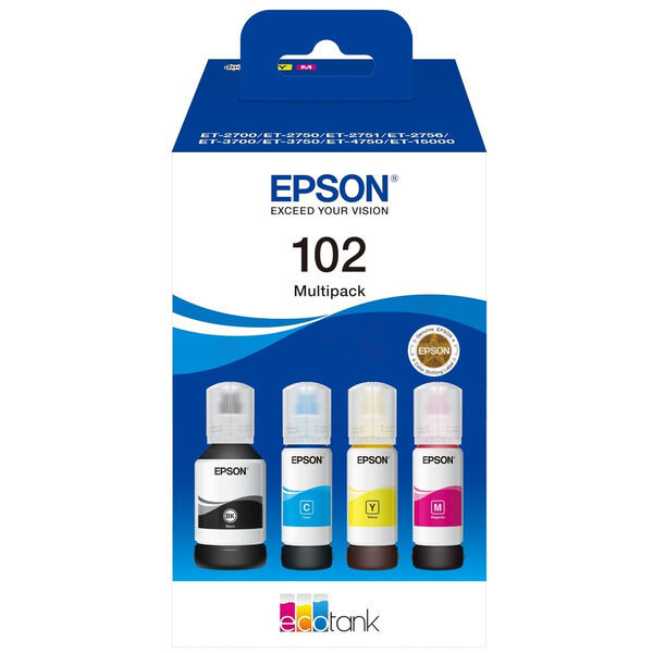 Original Tintenflasche Epson 102 Viererpack CMYK