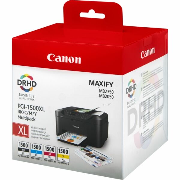 Original Tintenpatronen Canon PGI-1500XL Viererpack CMYK
