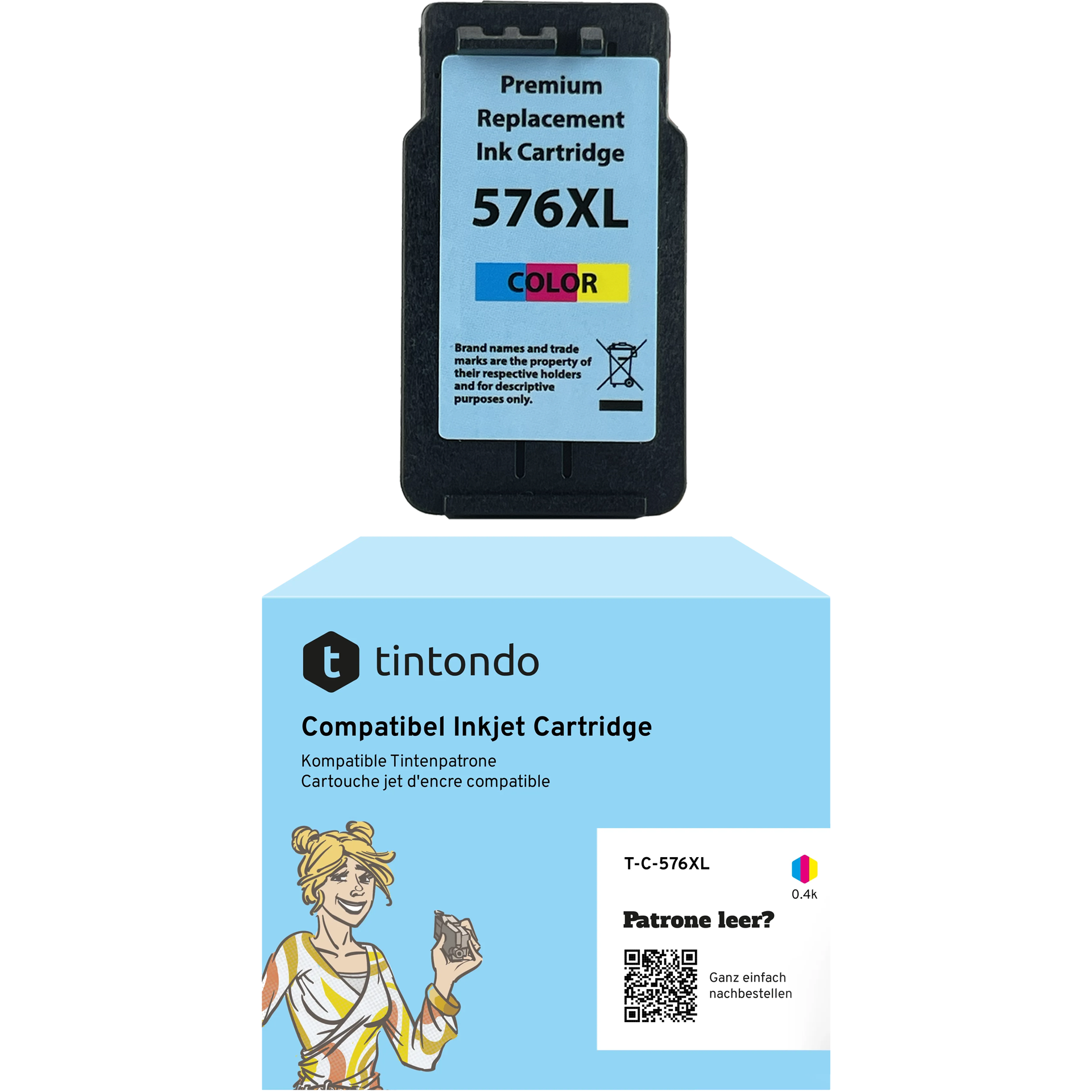 Druckkopfpatrone, kompatibel zu Canon CL-576XL Color ~ 450 Seiten – geeignet für Canon PIXMA TS3551i, TS3550i, TS3550