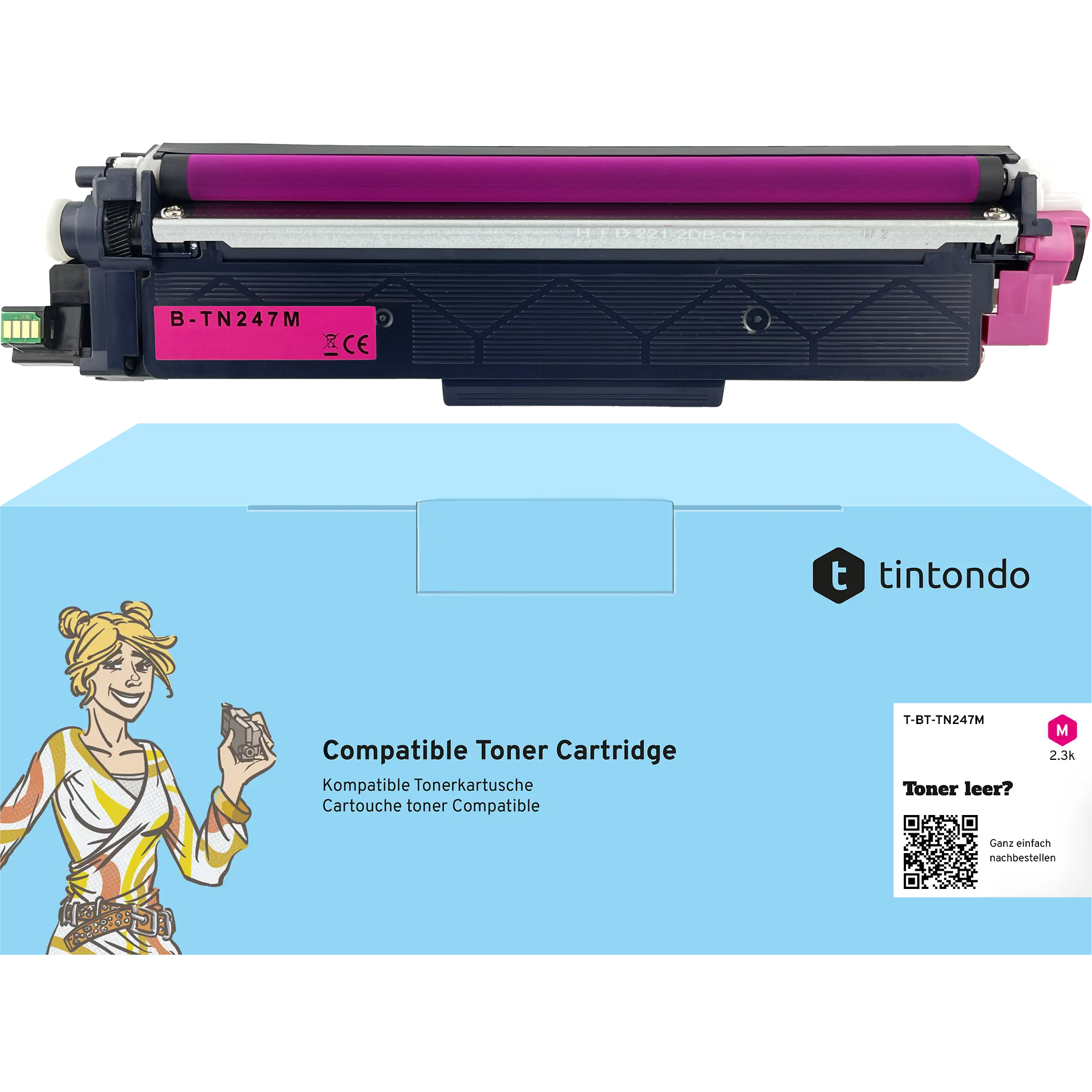 Toner, kompatibel zu Brother TN-247 Magenta ~ 2.300 Seiten – passend für Brother HL-L3270CDW, DCP-L3550CDW, MFC-L3750CDW