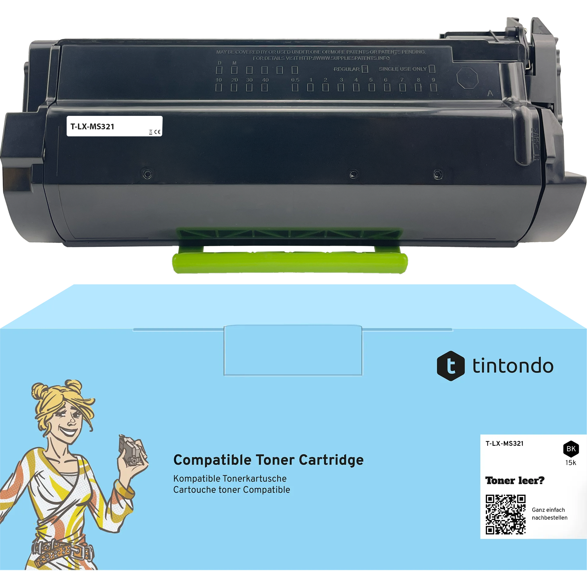 Kompatibler Toner für Lexmark MS321dn MS421dn 56F2H00 Schwarz
