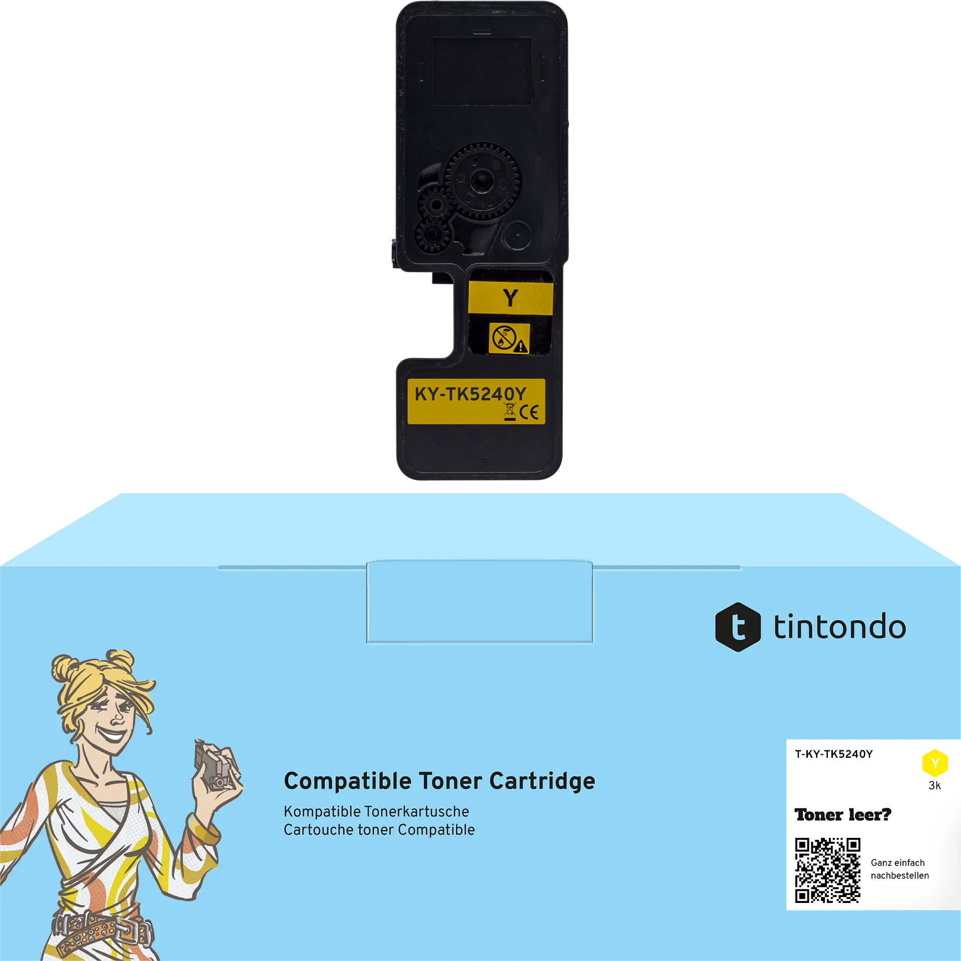 Toner, kompatibel zu Kyocera TK-5240 Yellow ~ 3.000 Seiten – passend für Kyocera ECOSYS P5026cdw, M5526cdw, M5526cdn