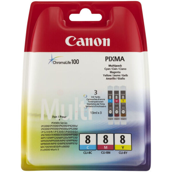 Original Tintenpatronen Canon CLI-8 Dreierpack CMY