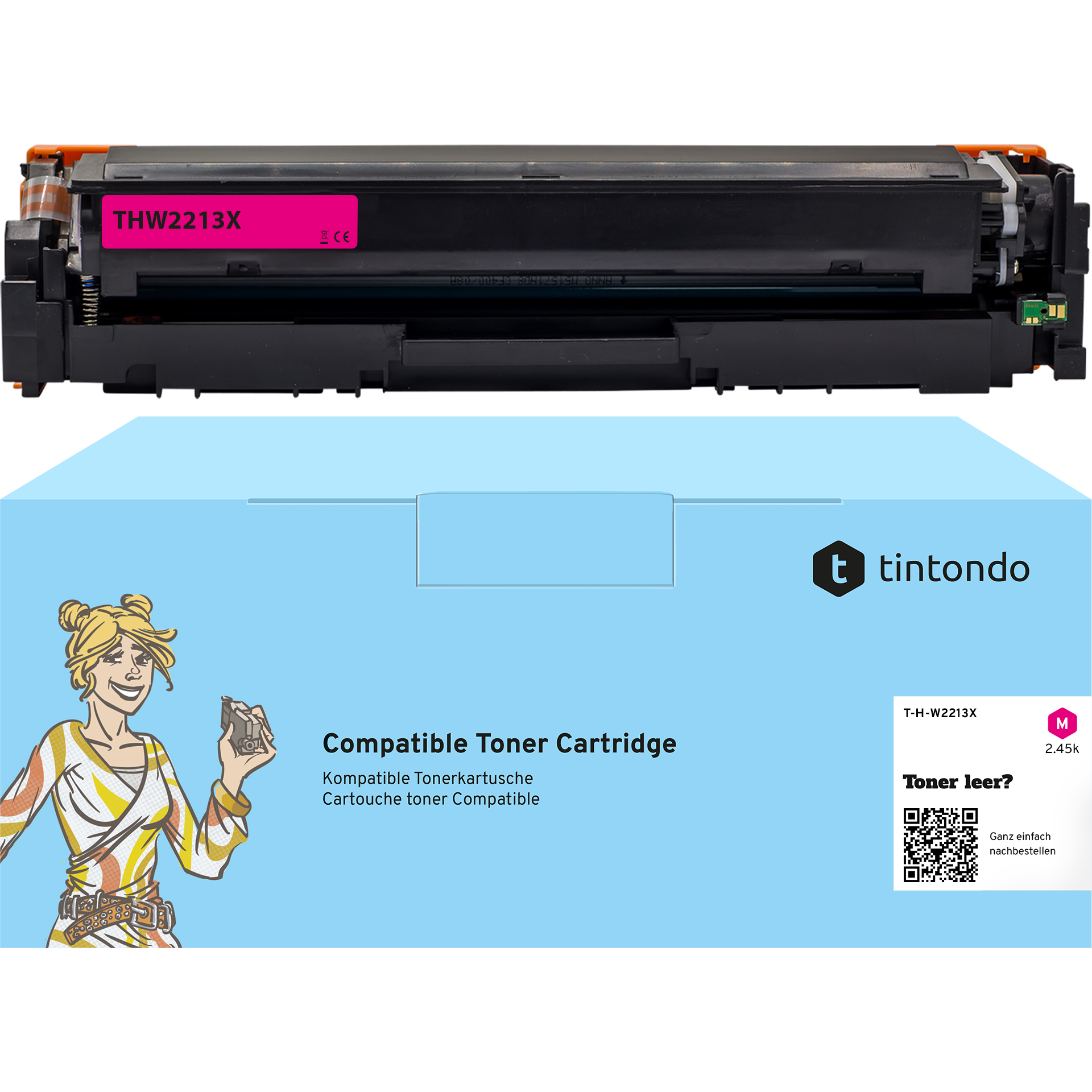 Kompatibler Toner für HP Color LaserJet Pro MFP M283fdw W2213X 207X Magenta