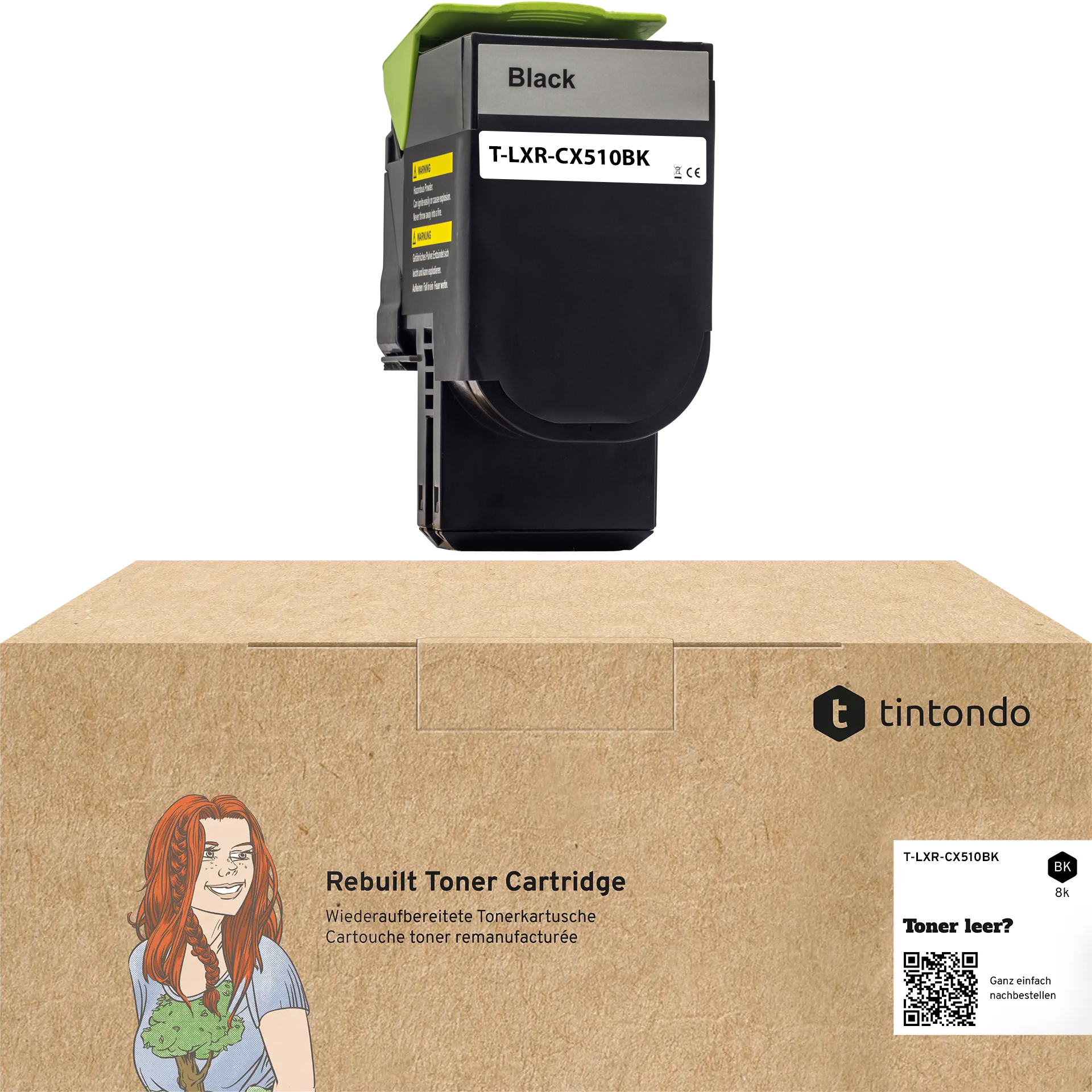 Rebuilt Toner für Lexmark CX510de 80C2XK0 Schwarz