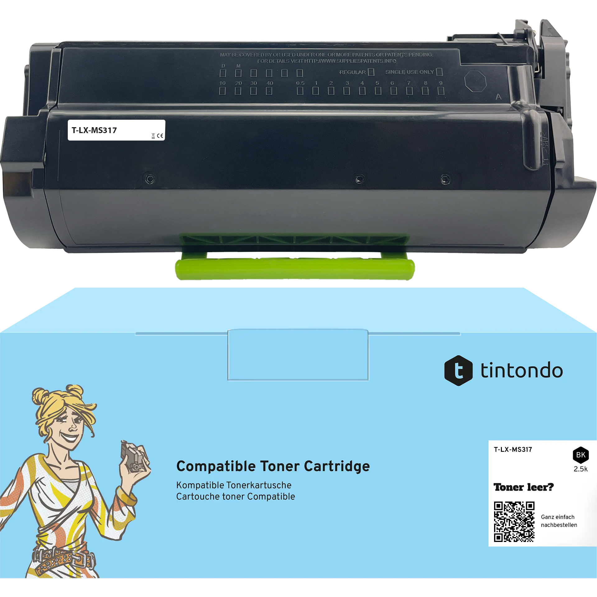 Toner kompatibel für Lexmark MS317dn MS417dn 51B2000 Schwarz