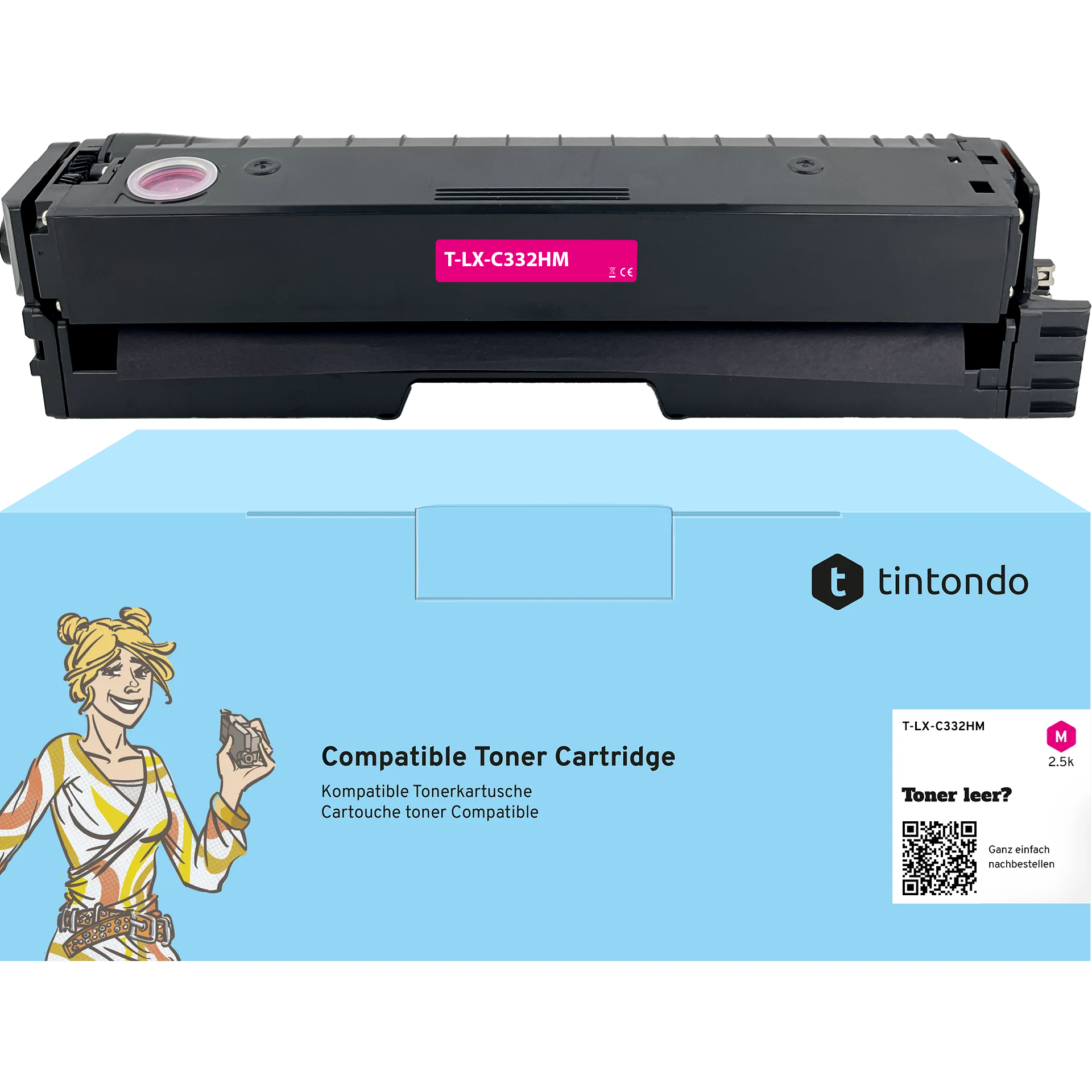 Toner kompatibel zu Lexmark C332HM0 Magenta