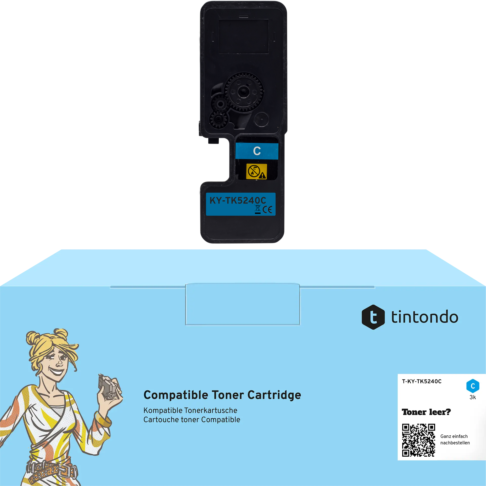 Toner, kompatibel zu Kyocera TK-5240 Cyan ~ 3.000 Seiten – passend für Kyocera ECOSYS P5026cdw, M5526cdw, M5526cdn