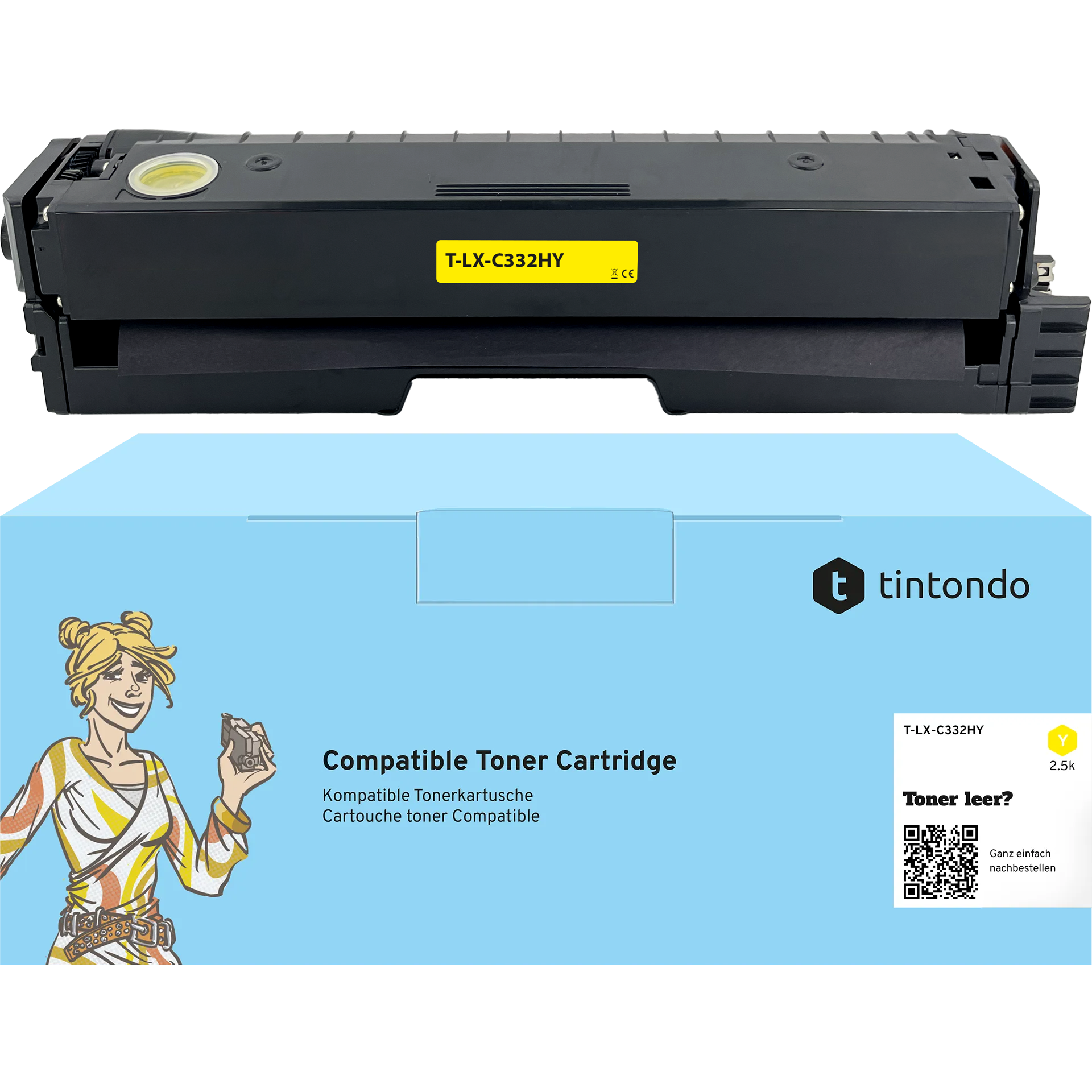 Toner kompatibel zu Lexmark C332HY0 Gelb