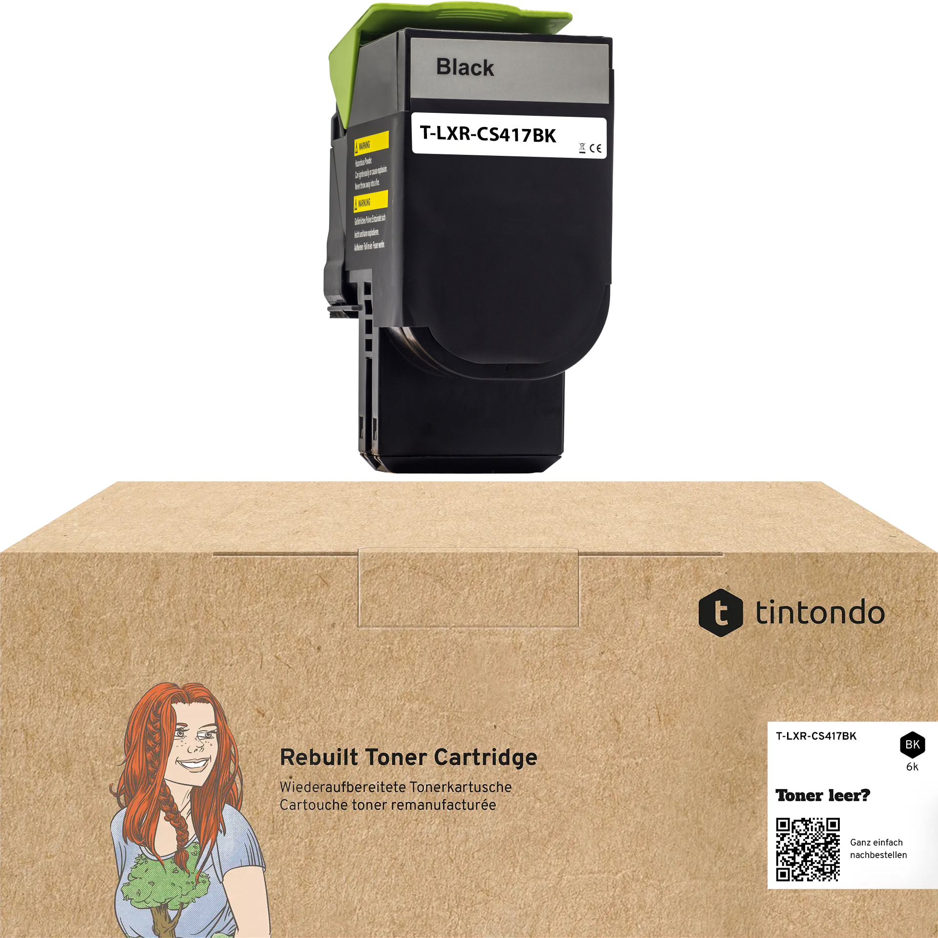 Rebuilt Toner für Lexmark CS417dn CS517de 71B2HK0 Schwarz