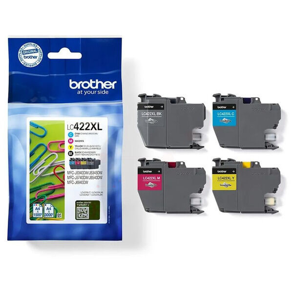 Original Tintenpatronen Brother LC-422XLVAL Viererpack CMYK