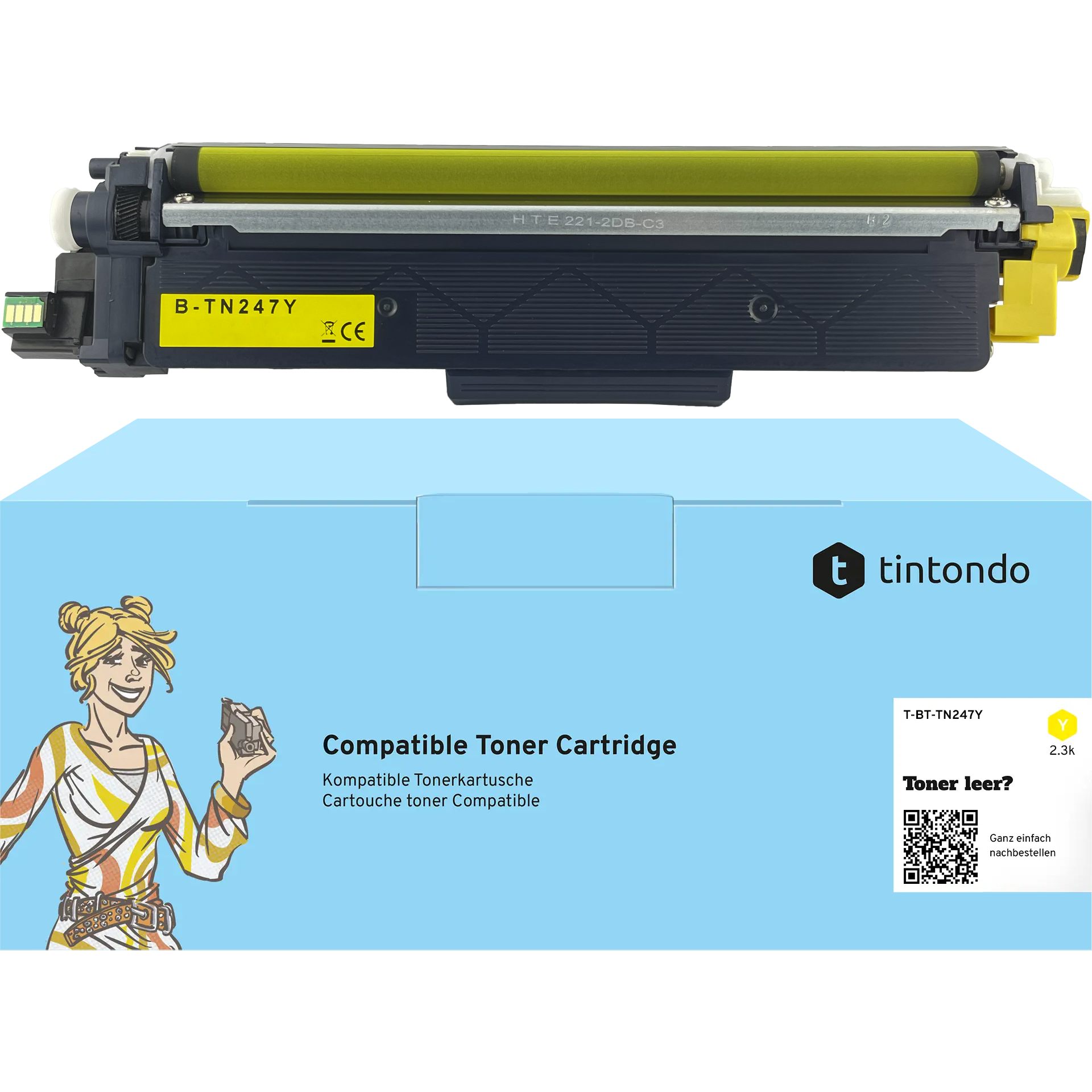 Toner, kompatibel zu Brother TN-247 Yellow ~ 2.300 Seiten – passend für Brother HL-L3270CDW, DCP-L3550CDW, MFC-L3750CDW