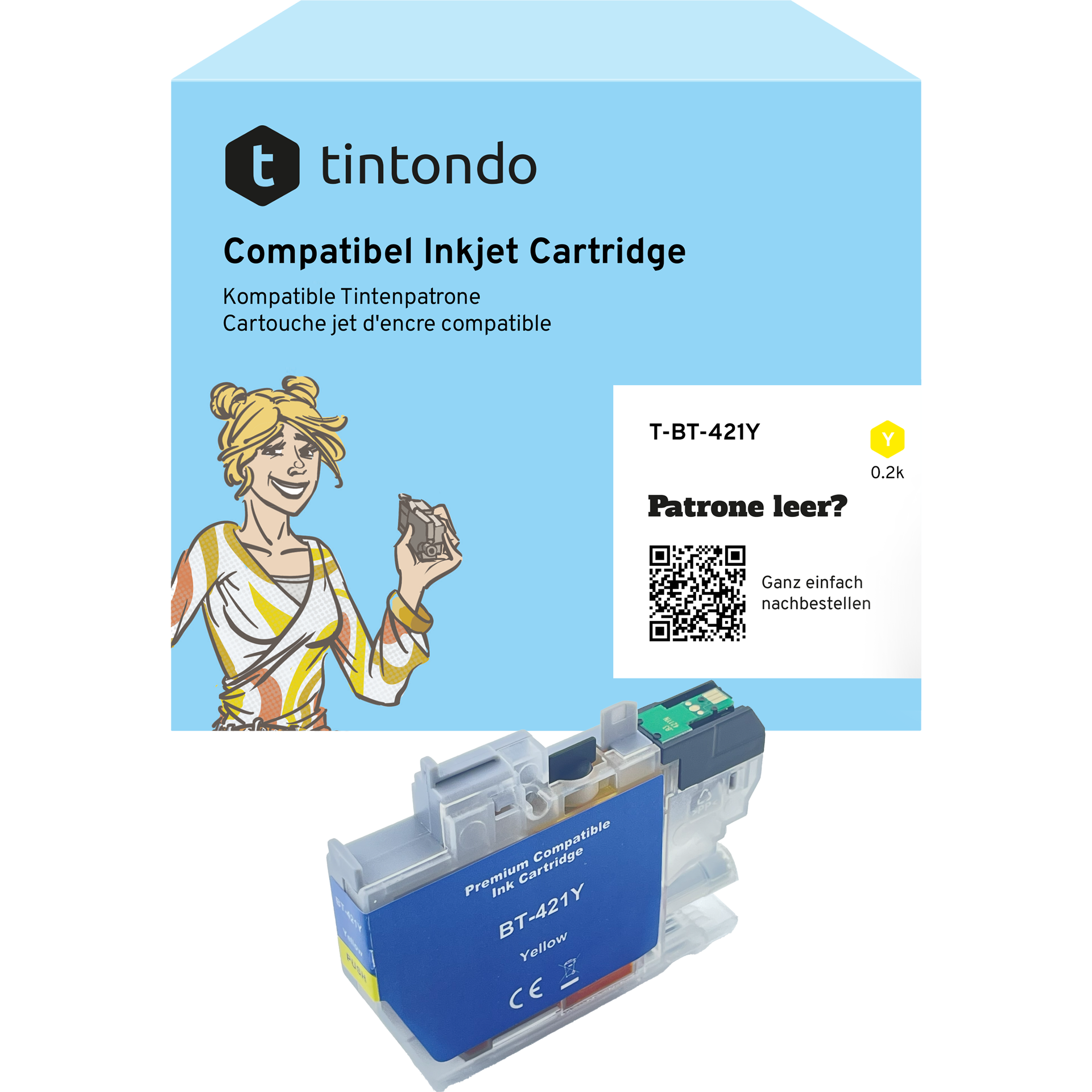 Tintenpatrone, kompatibel zu Brother LC-421 Yellow ~ 200 Seiten – passend für Brother DCP-J1050DW, MFC-J1012DW, MFC-J1010DW Tintenpatrone, kompatibel zu Brother LC-421 Yellow ~ 200 Seiten – passend für Brother DCP-J1050DW, MFC-J1012DW, MFC-J1010DW