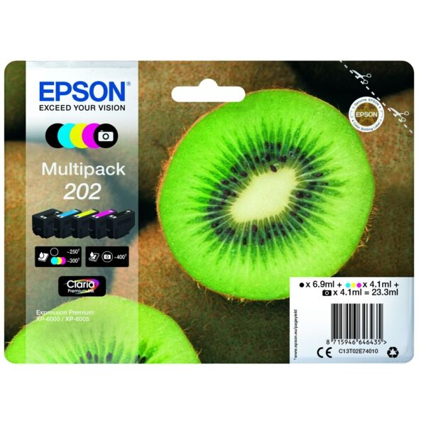 Original Tintenpatronen Epson 202 Fünferpack CMYK +1PBK