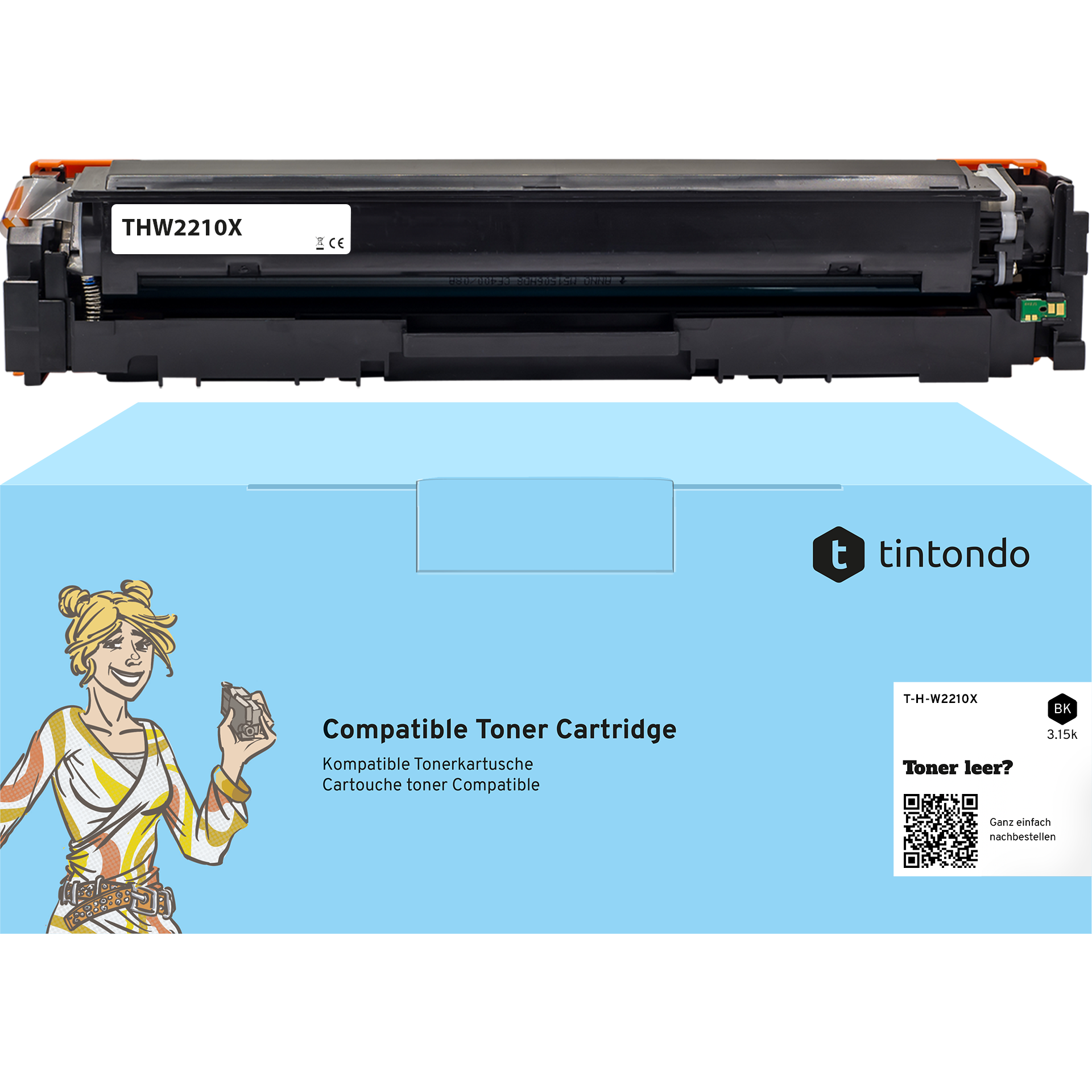 Kompatibler Toner für HP Color LaserJet Pro MFP M283fdw W2210X 207X Schwarz