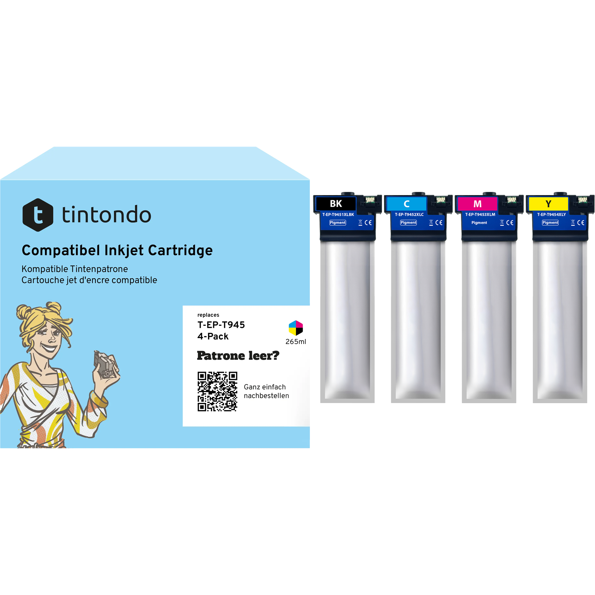 Druckerpatronen kompatibel für Epson T9451 T9452 T9453 T9454 XL BKCMY 4er Set