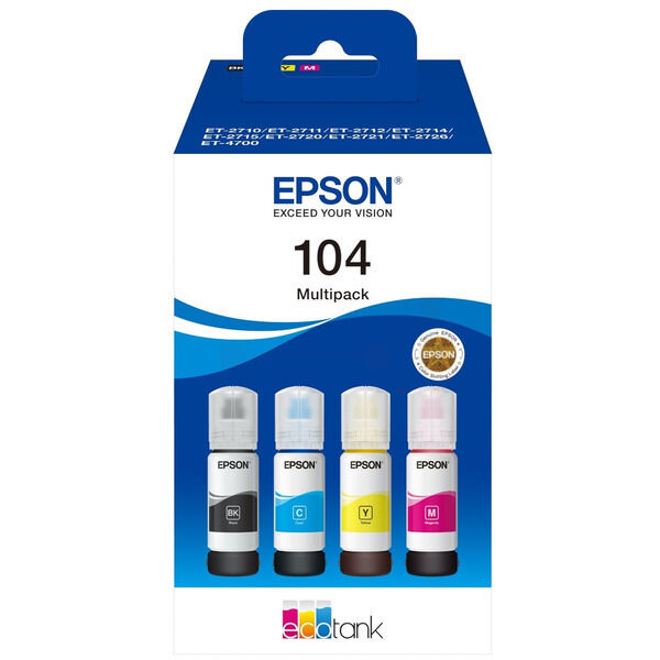 Original Tintenflasche Epson 104 Viererpack CMYK
