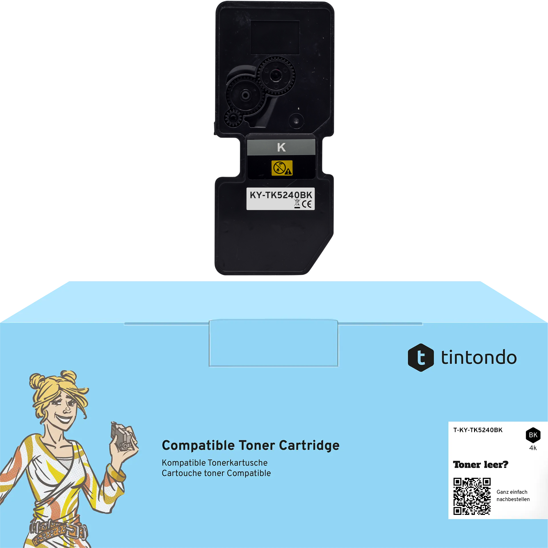 Toner, kompatibel zu Kyocera TK-5240 Black ~ 4.000 Seiten – passend für Kyocera ECOSYS P5026cdw, M5526cdw, M5526cdn