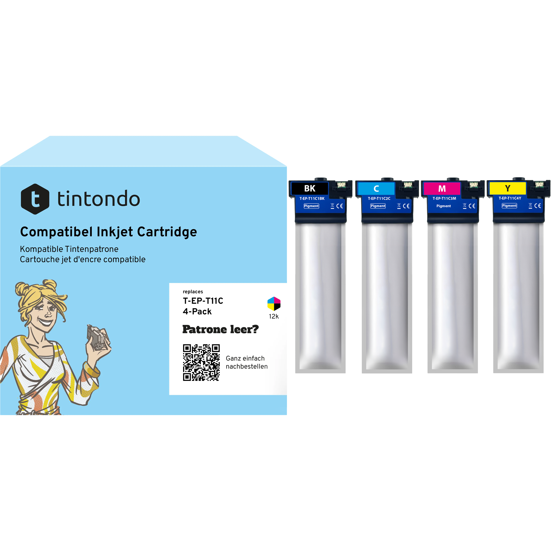 Druckerpatronen kompatibel für Epson T11C140 T11C240 T11C340 T11C440 BKCMY 4er Set