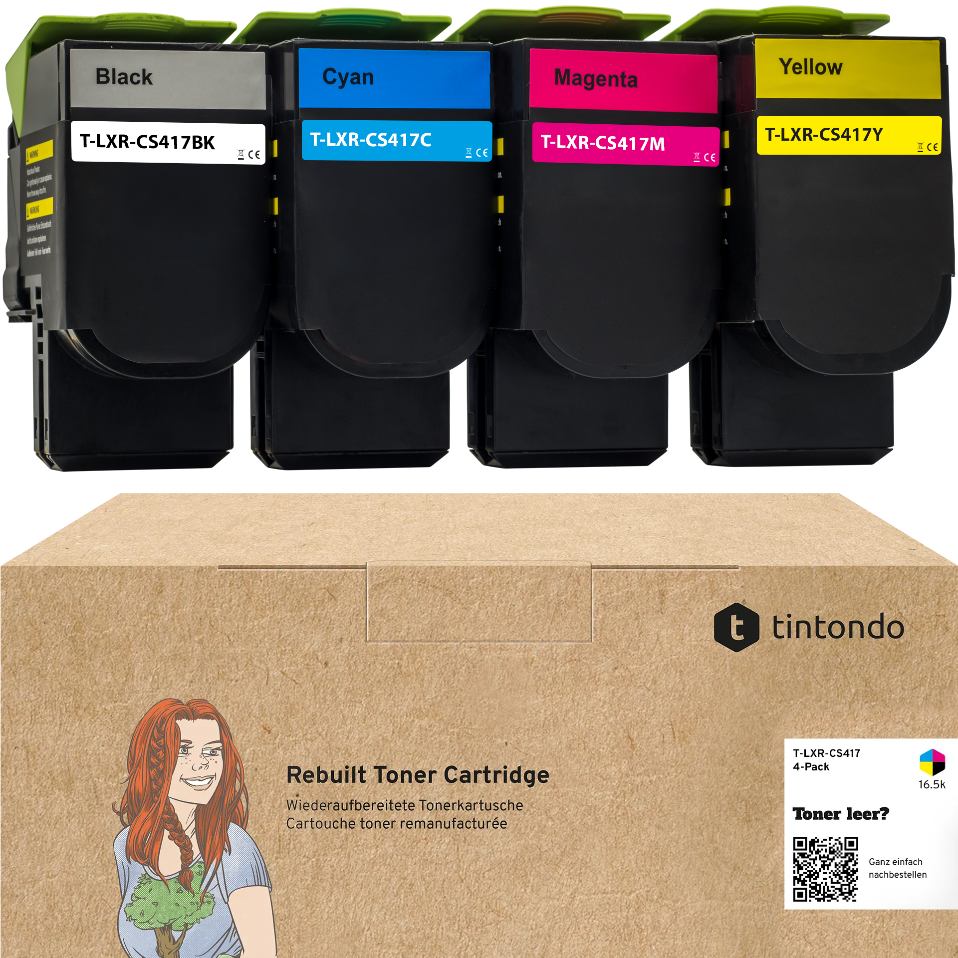 Kompatibler Toner für Lexmark CS417dn CS517de 71B2HK0 71B2HC0 71B2HM0 71B2HY0 CMYK 4er Set