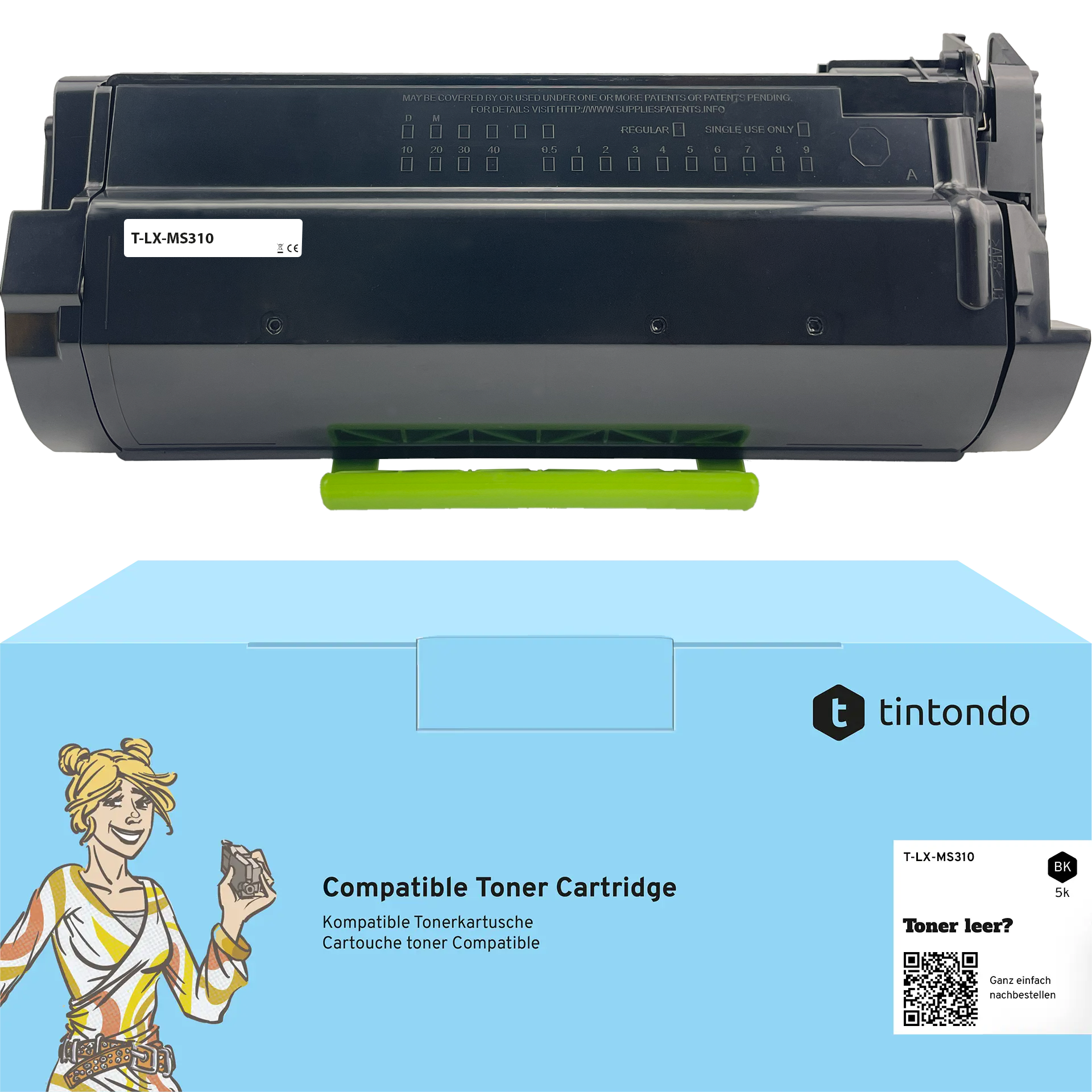 Toner kompatibel für Lexmark MS310dn MS410dn 50F2H00 502H Schwarz