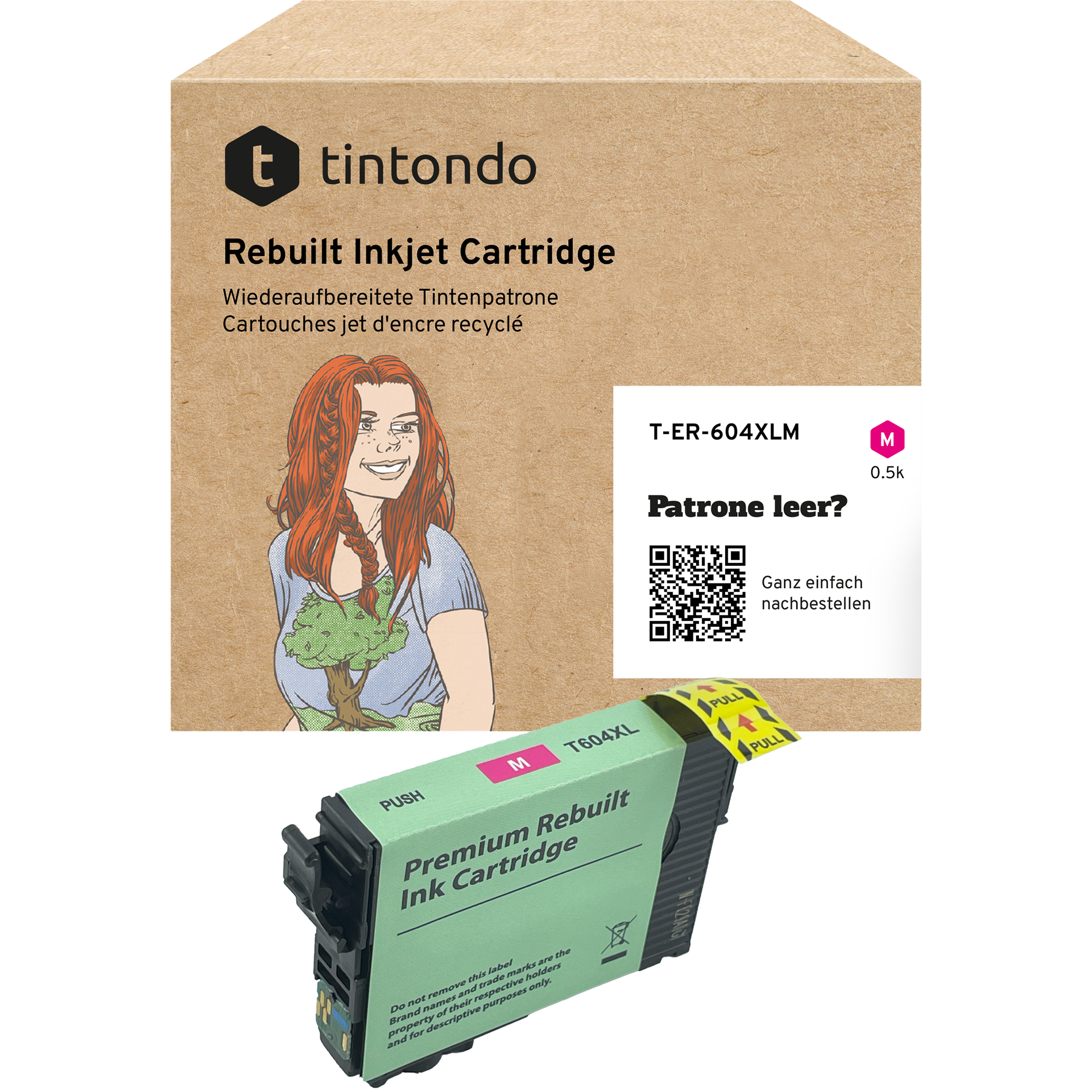 Recycelte Tintenpatrone Epson 604XL Magenta ~ 500 Seiten – passend für Epson Expression Home XP-4200, WorkForce WF-2930DWF, XP-3200