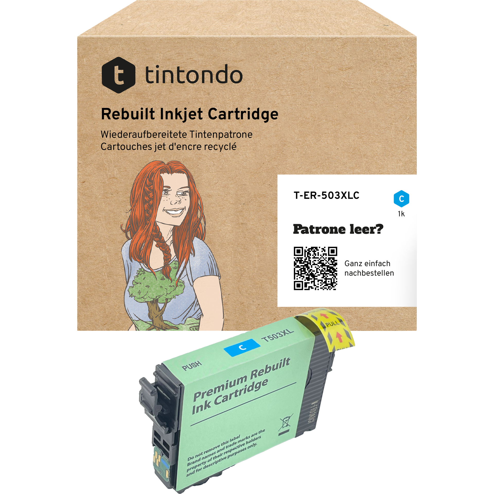 Recycelte Tintenpatrone Epson 503XL Cyan ~ 470 Seiten – passend für Epson Expression Home XP-5200, XP-5205, WorkForce WF-2960DWF