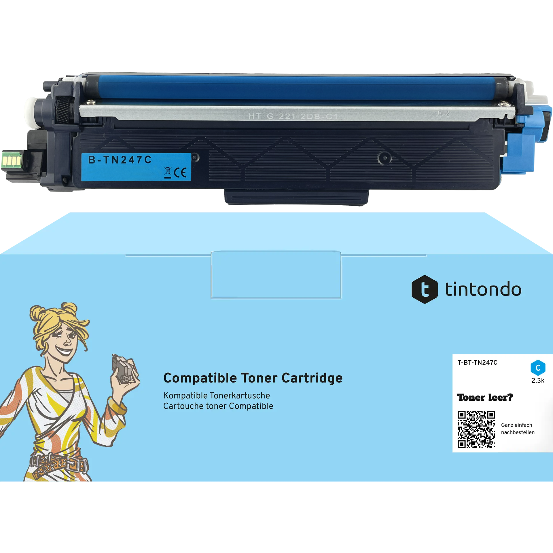 Toner, kompatibel zu Brother TN-247 Cyan ~ 2.300 Seiten – passend für Brother HL-L3270CDW, DCP-L3550CDW, MFC-L3750CDW