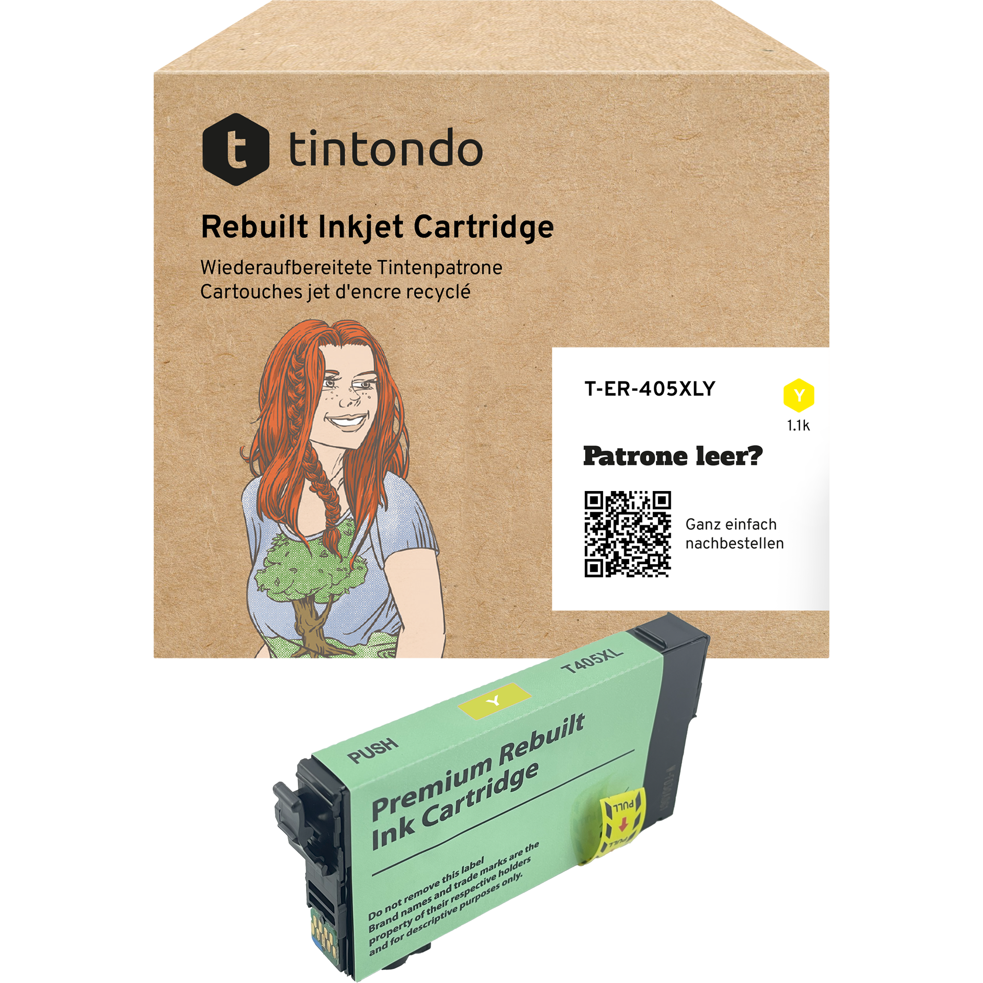 Recycelte Tintenpatrone Epson 405XL Yellow ~ 1.100 Seiten – passend für Epson WorkForce Pro WF-4820DWF, WF-3820DWF, WF-4830DTWF