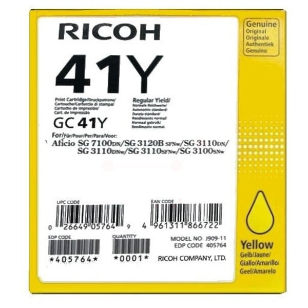 Original Gelkartusche Ricoh GC-41Y Yellow