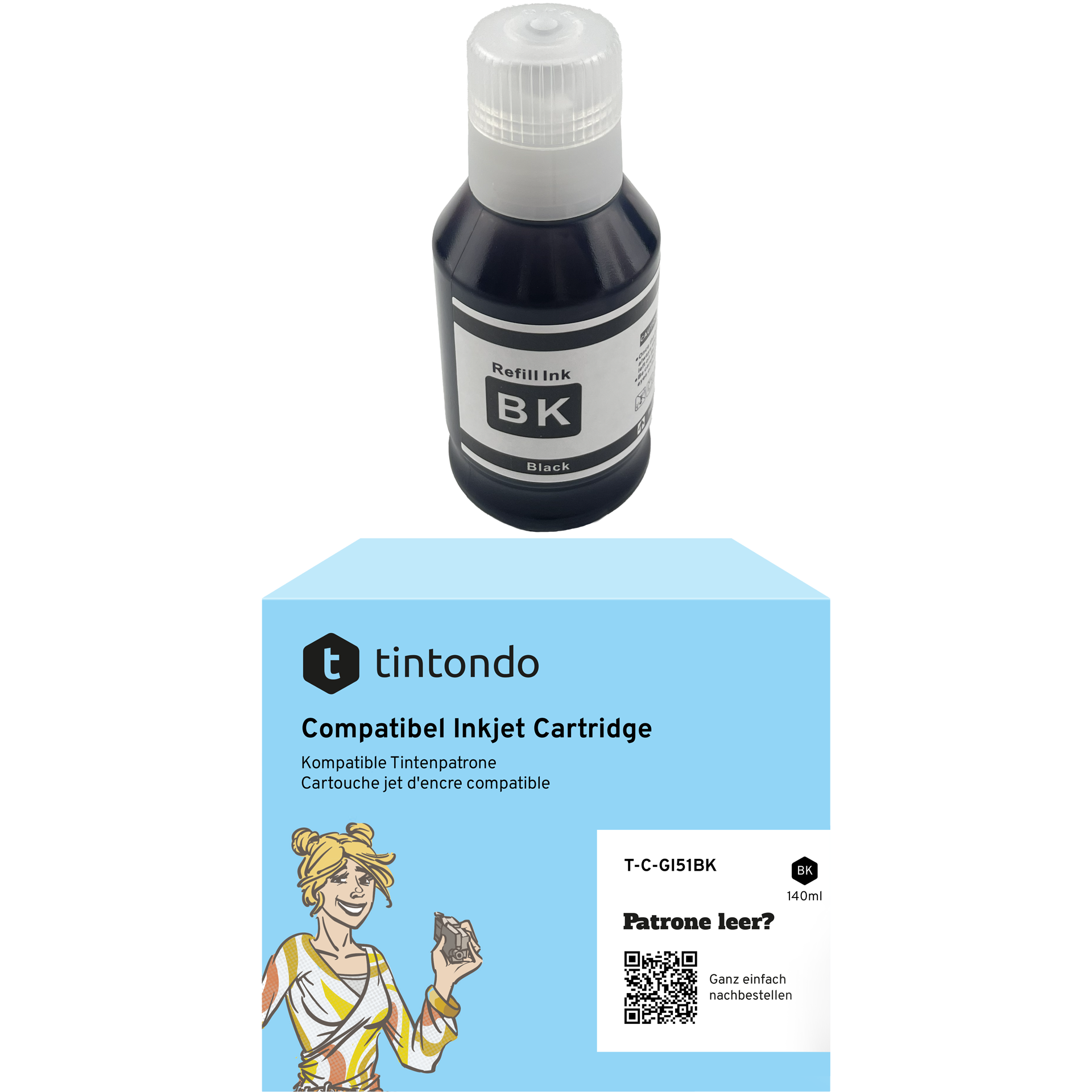 Tintenflasche kompatibel zu Canon GI-51 Schwarz