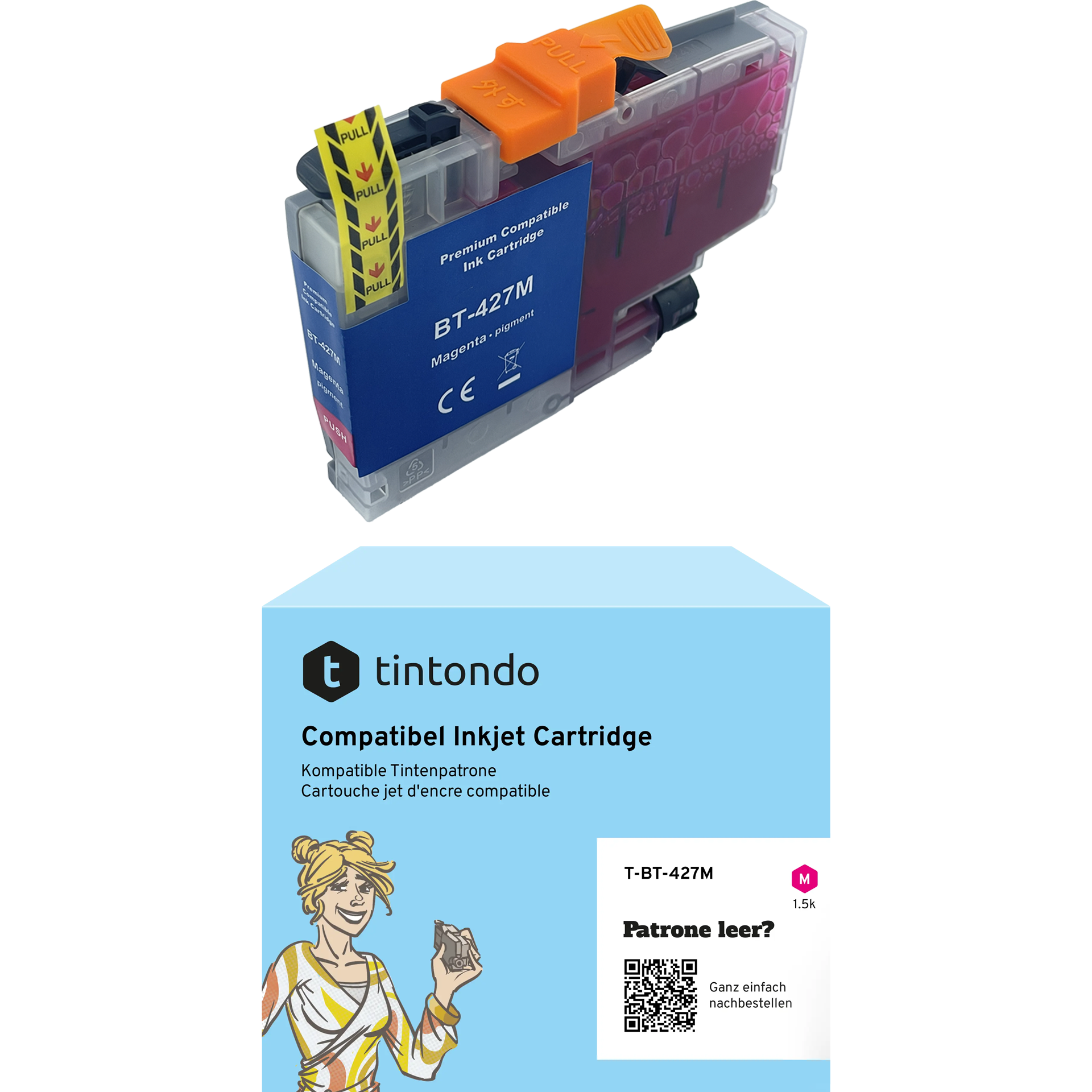 Tintenpatrone, kompatibel zu Brother LC-427 Magenta ~ 1.500 Seiten – passend für Brother HL-J6010DW, MFC-J5955DW, MFC-J6955DW