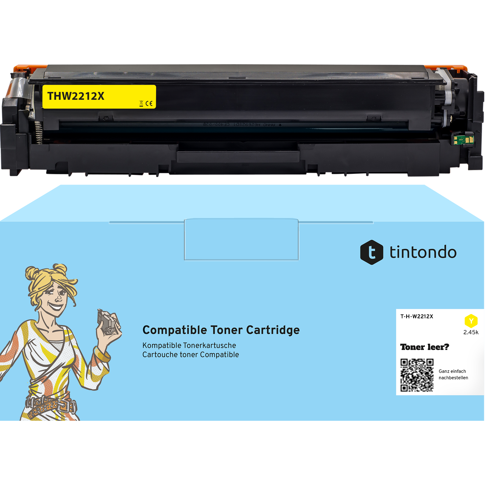 Kompatibler Toner für HP Color LaserJet Pro MFP M283fdw W2212X 207X Gelb