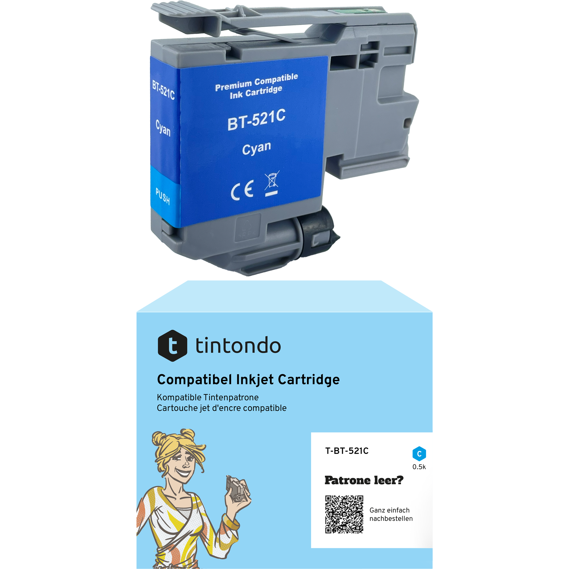 Druckerpatrone kompatibel zu Brother LC-521 Cyan